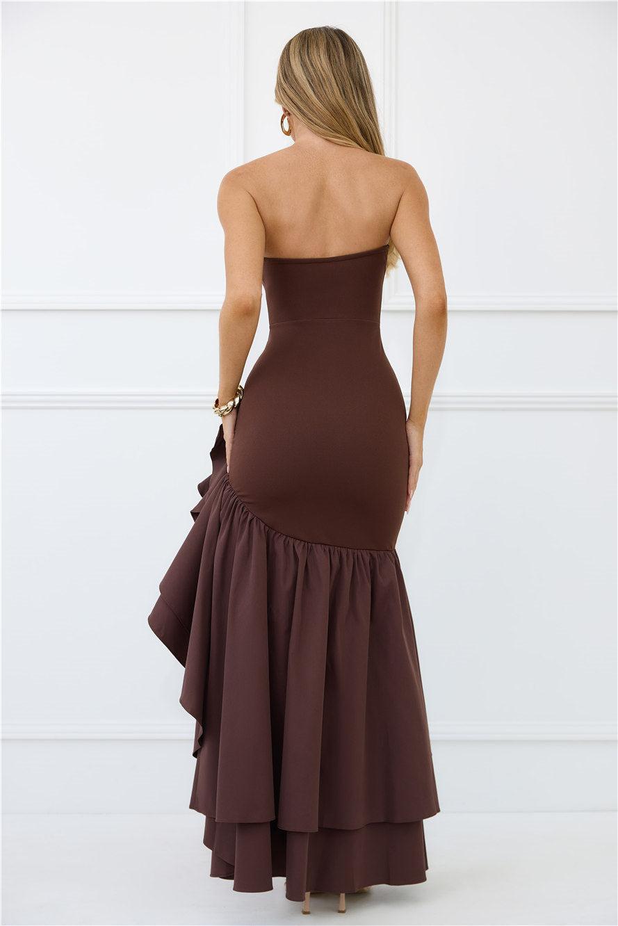 Extravagant Events Strapless Maxi Dress Brown Product Image