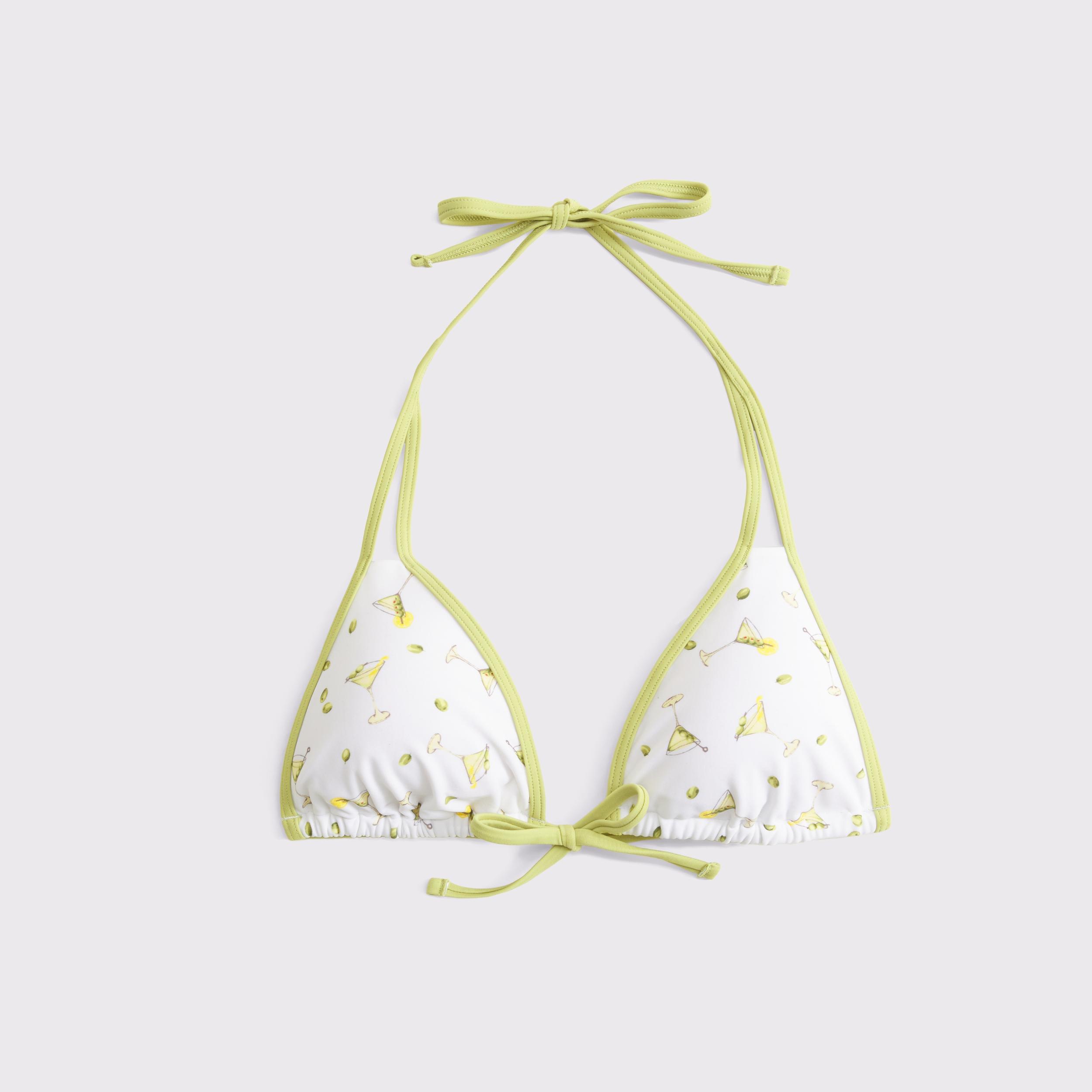 Contrast Tie-Front Triangle Bikini Top Product Image