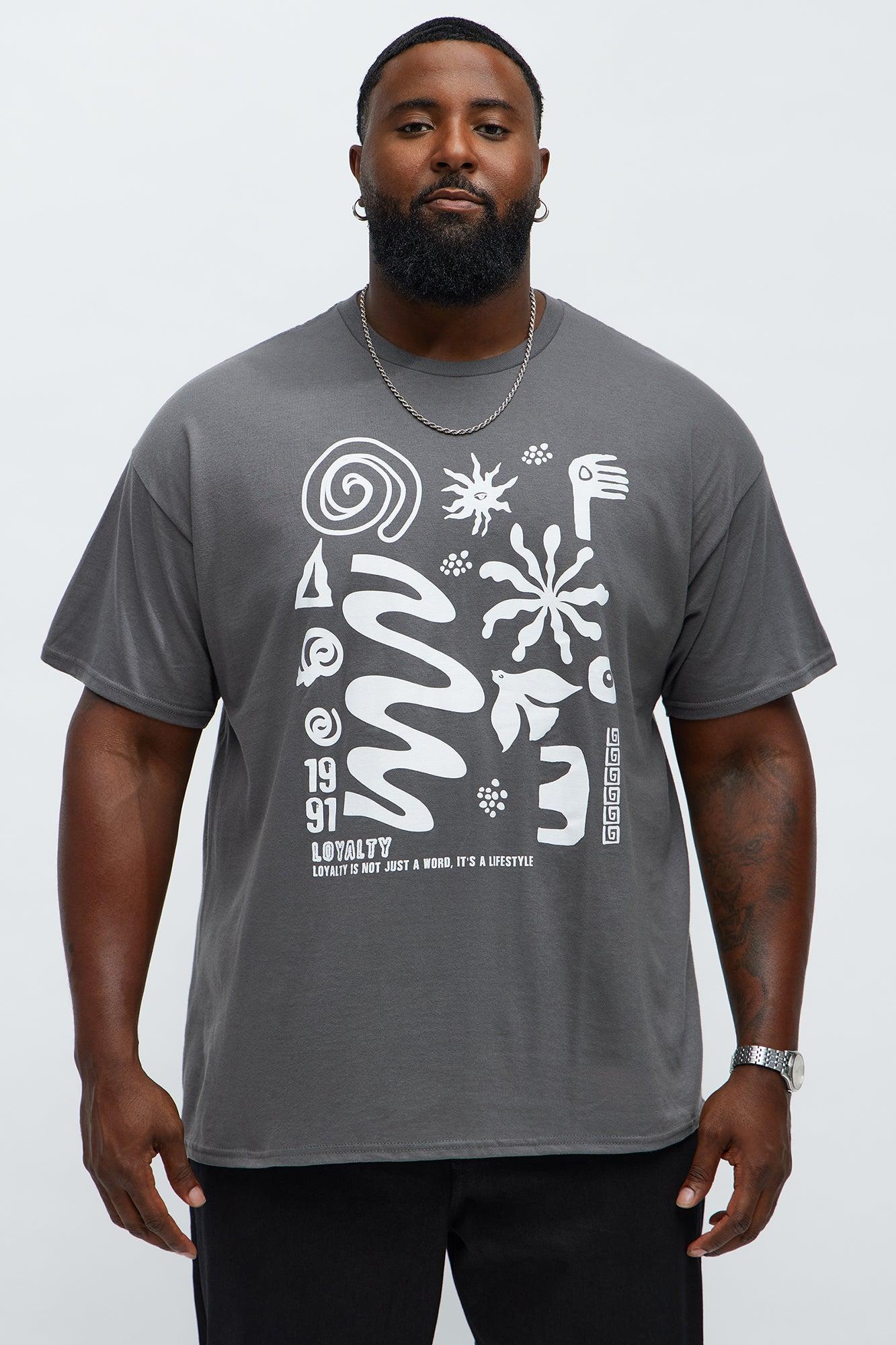 Abstract Artwork Collage Short Sleeve Tee - Charcoal Male Product Image