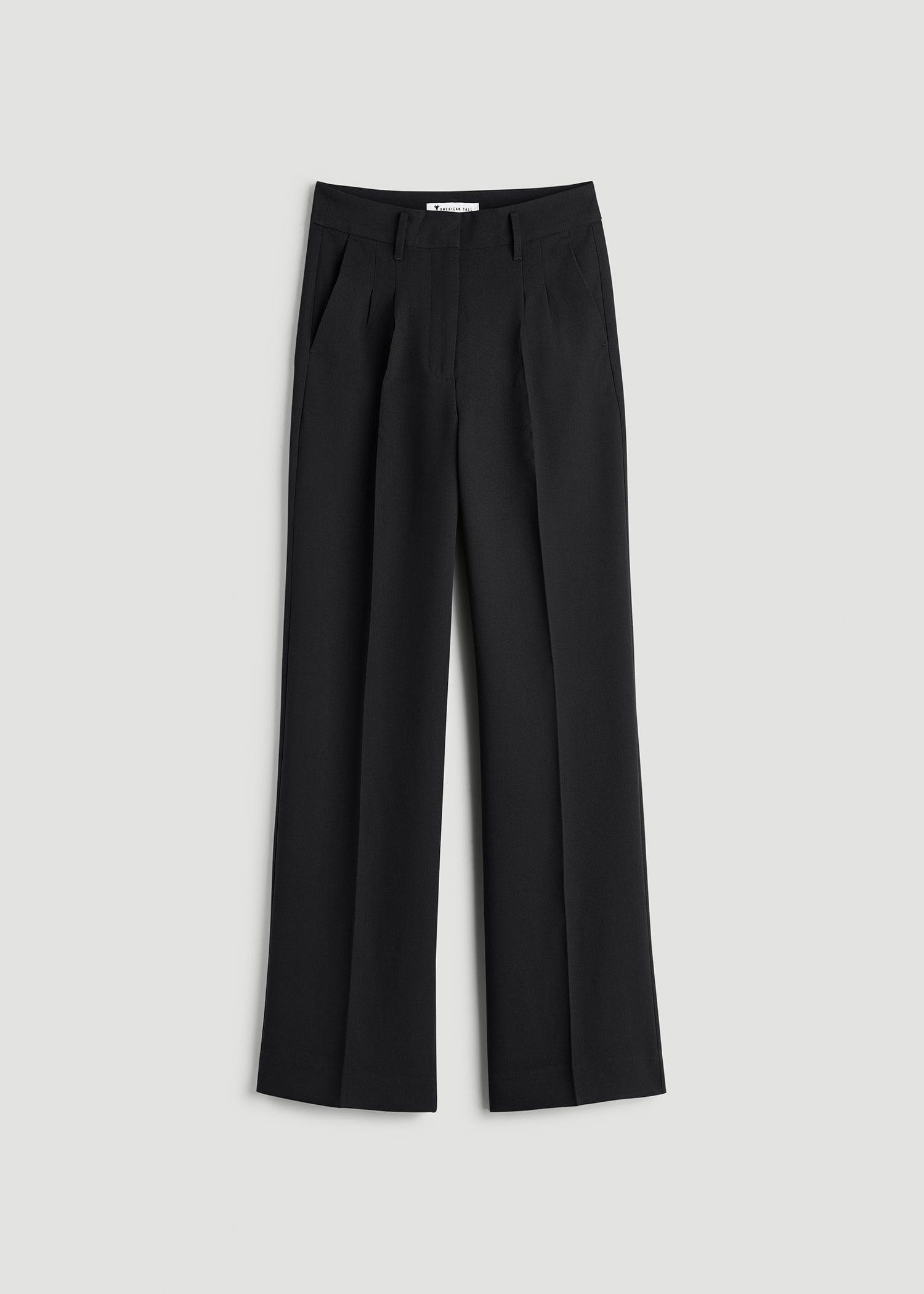 Pleated WIDE Leg Dress Pants for Tall Women in Black Female Product Image