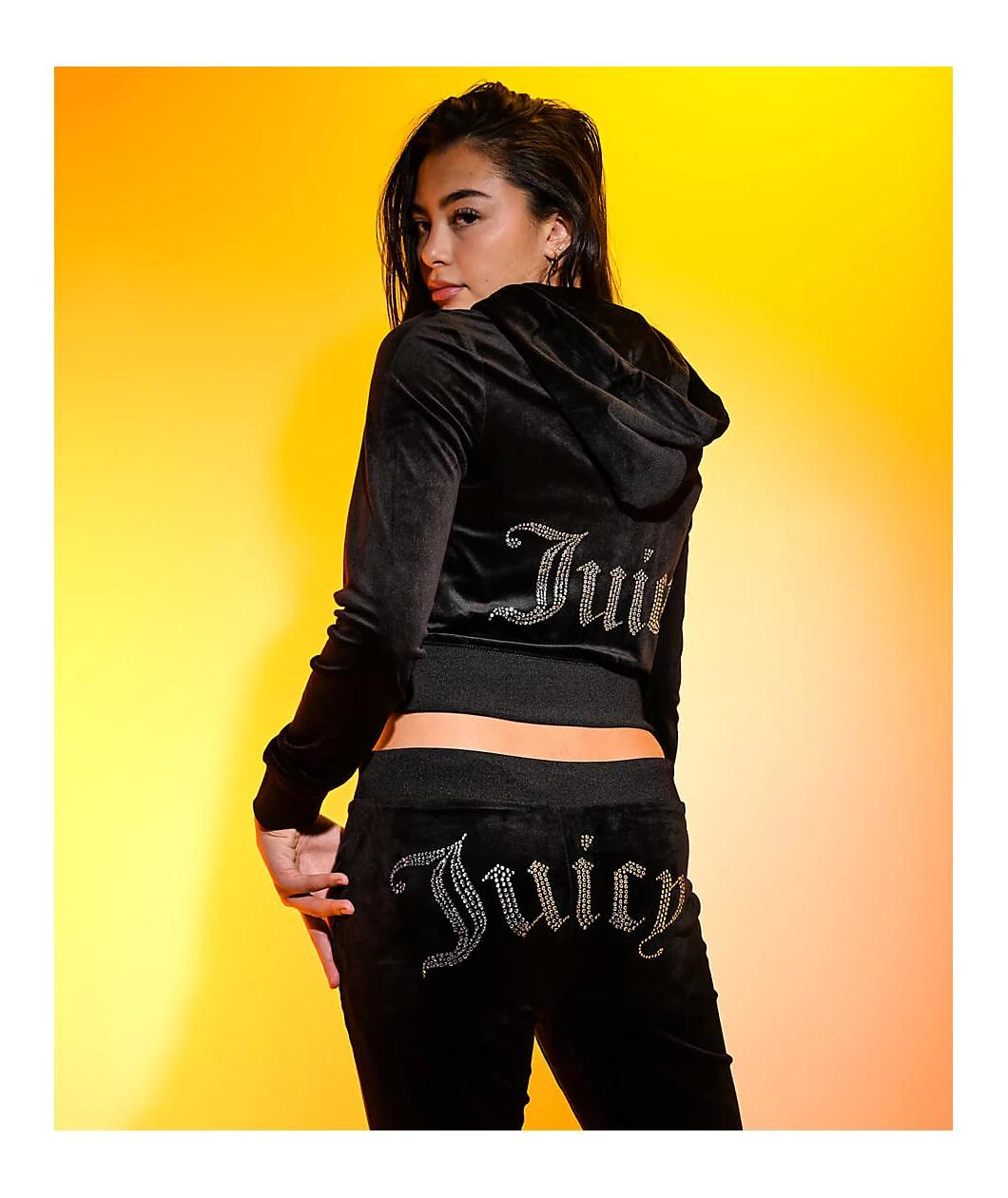 Juicy Couture OG Big Bling Licorice Velour Zip Hoodie Product Image
