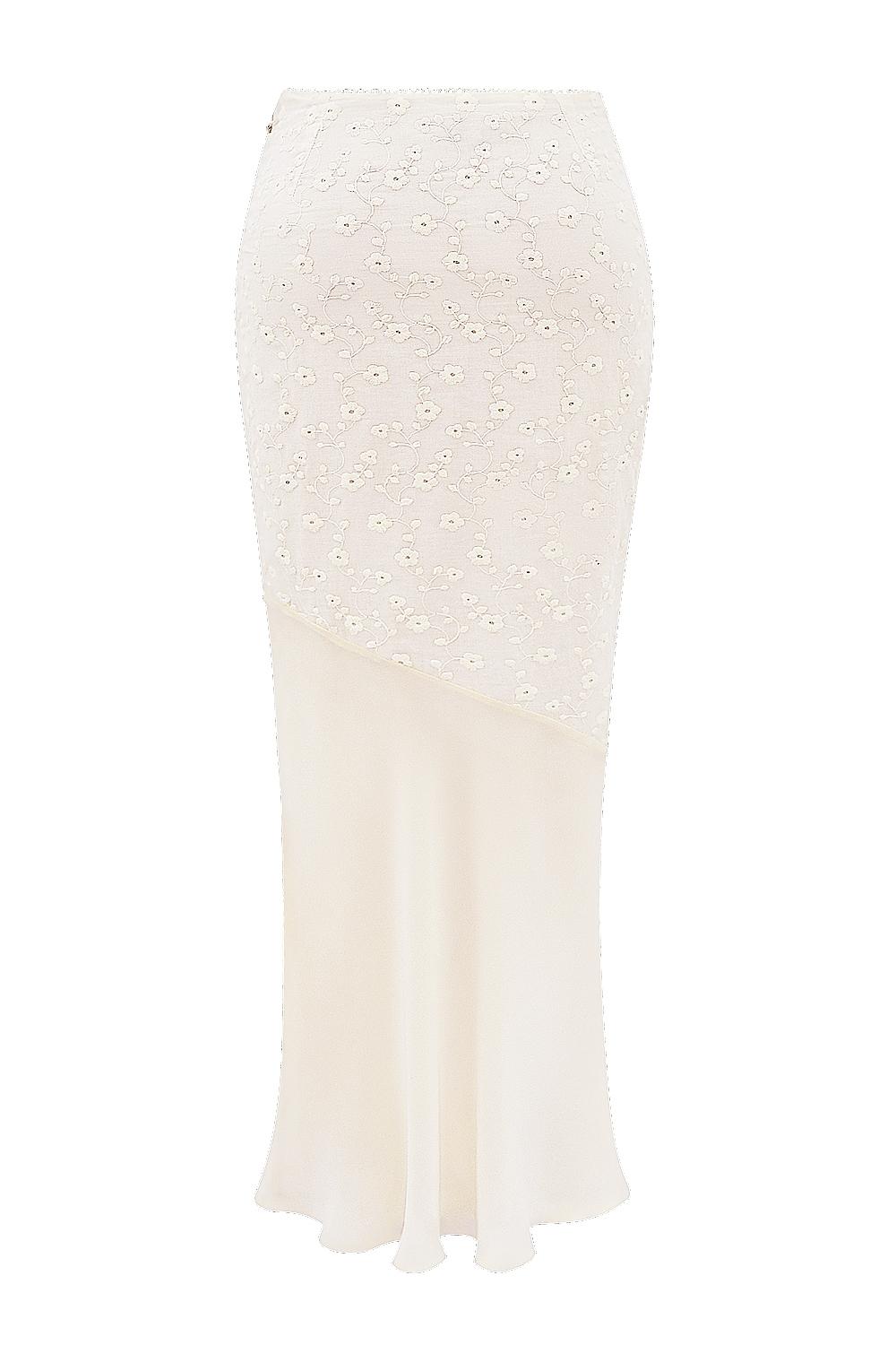 Lana  vintage cream cotton broderie anglais maxi skirt Product Image