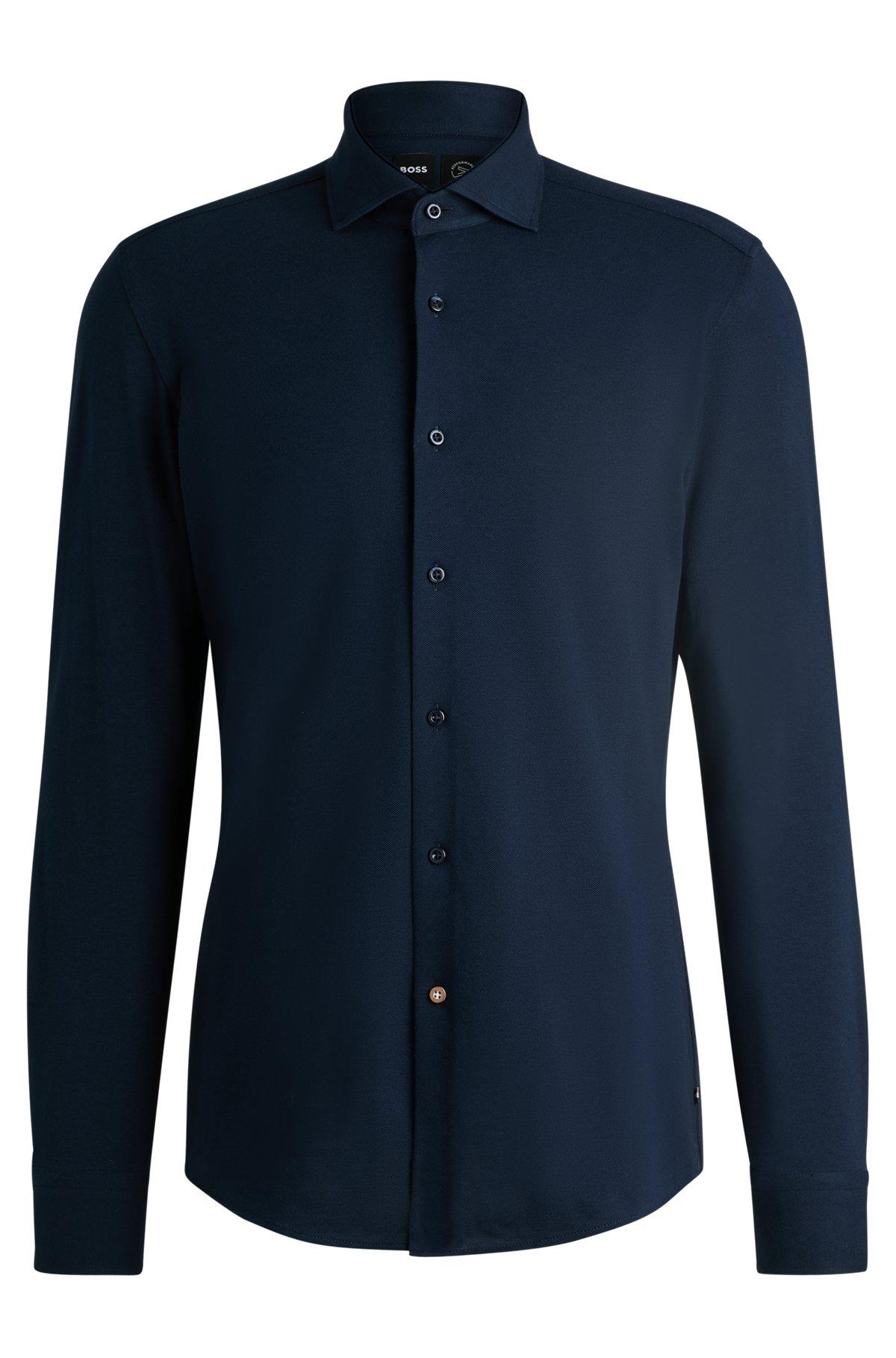Slim-fit shirt in cotton-piqué jersey Product Image