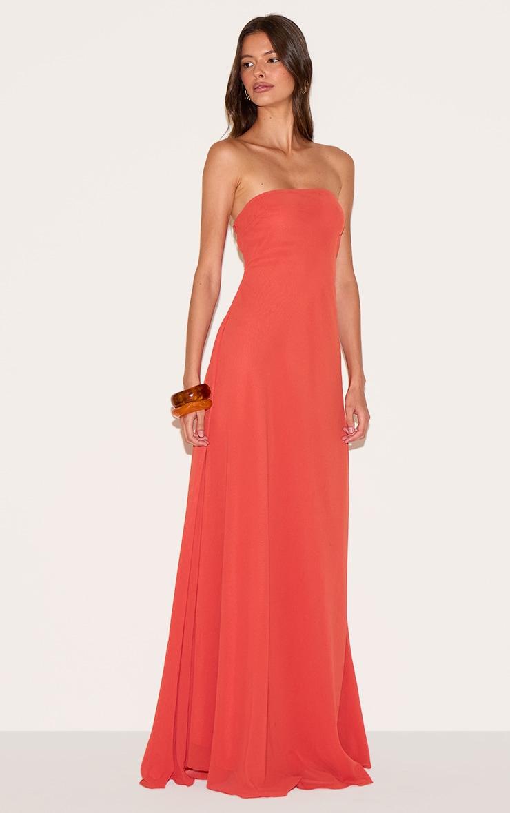 Rust Chiffon Bandeau Maxi Dress Product Image