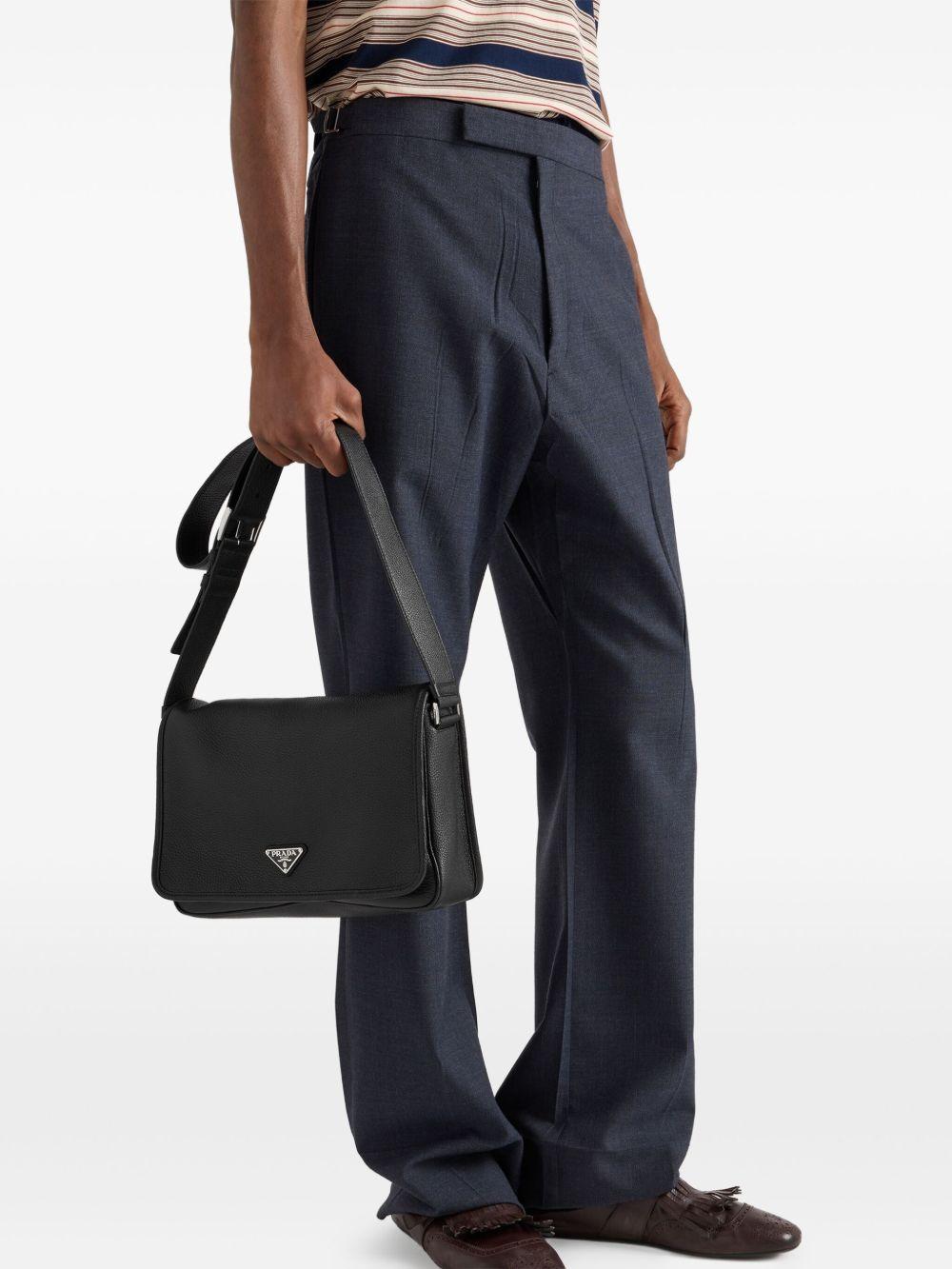 textured leather messenger bag Product Image