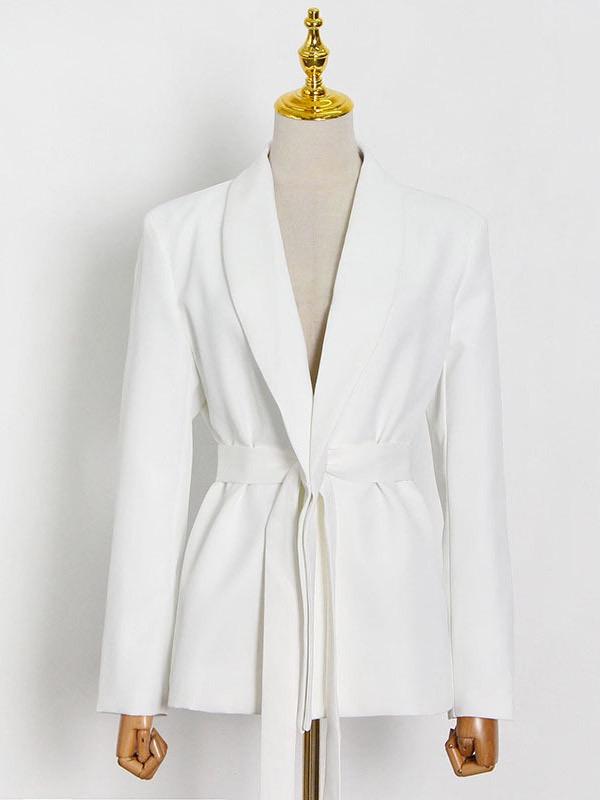 Column Long Sleeves Solid Color Lapel Blazer Pants Set Two Pieces Set Product Image