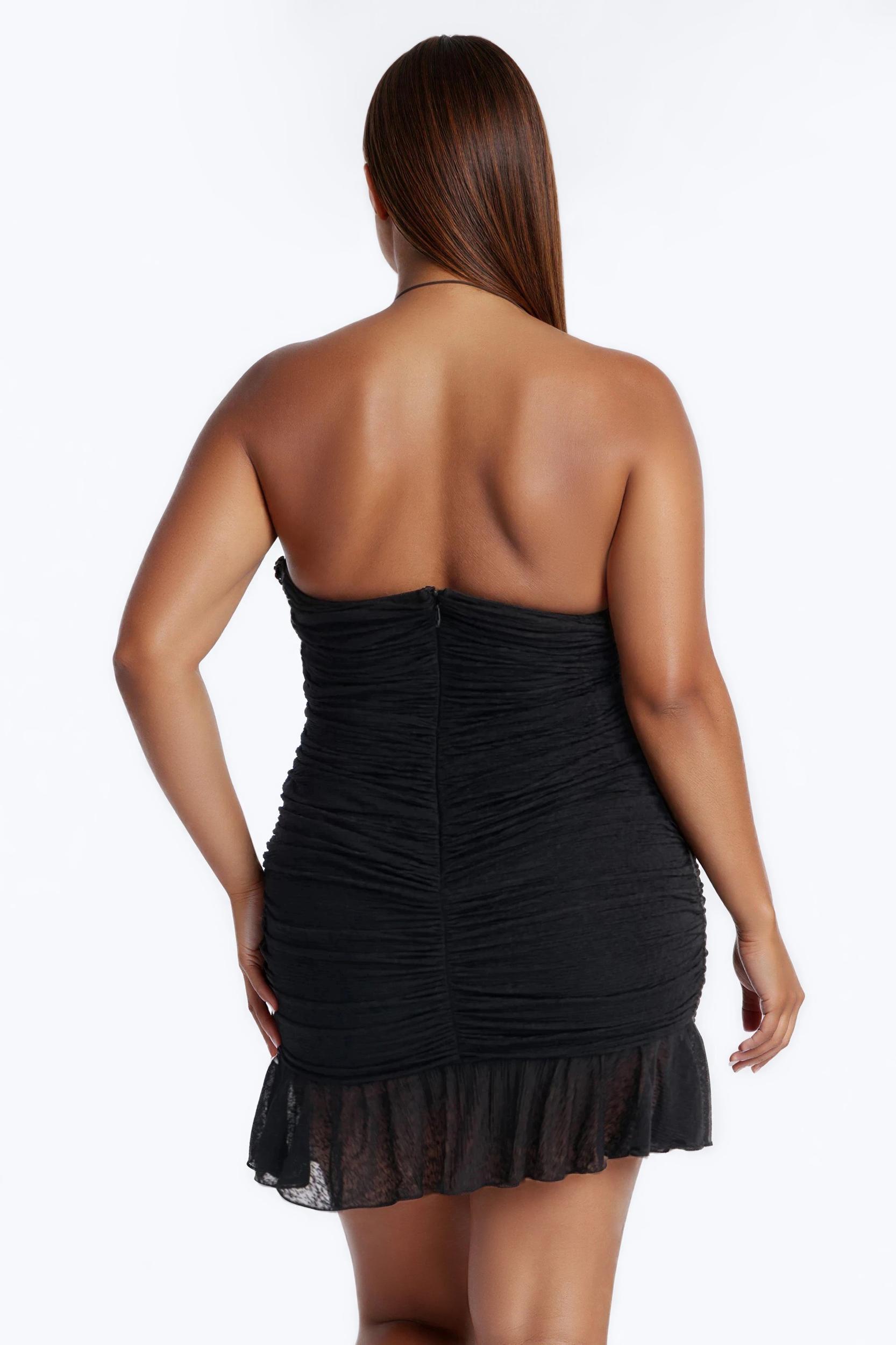 Off The Coast Sleeveless Textured Mini Dress - Black/Silver Female Product Image