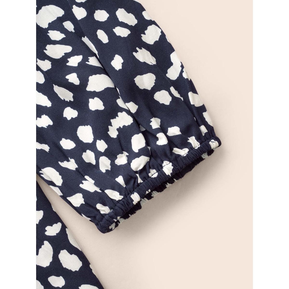 Plus Size Indigo Leopard Print Ruffles Lantern Sleeve Blouse Women Elegant Long Sleeve Round Neck Everyday Blouses BloomChic 22-24/3X Product Image