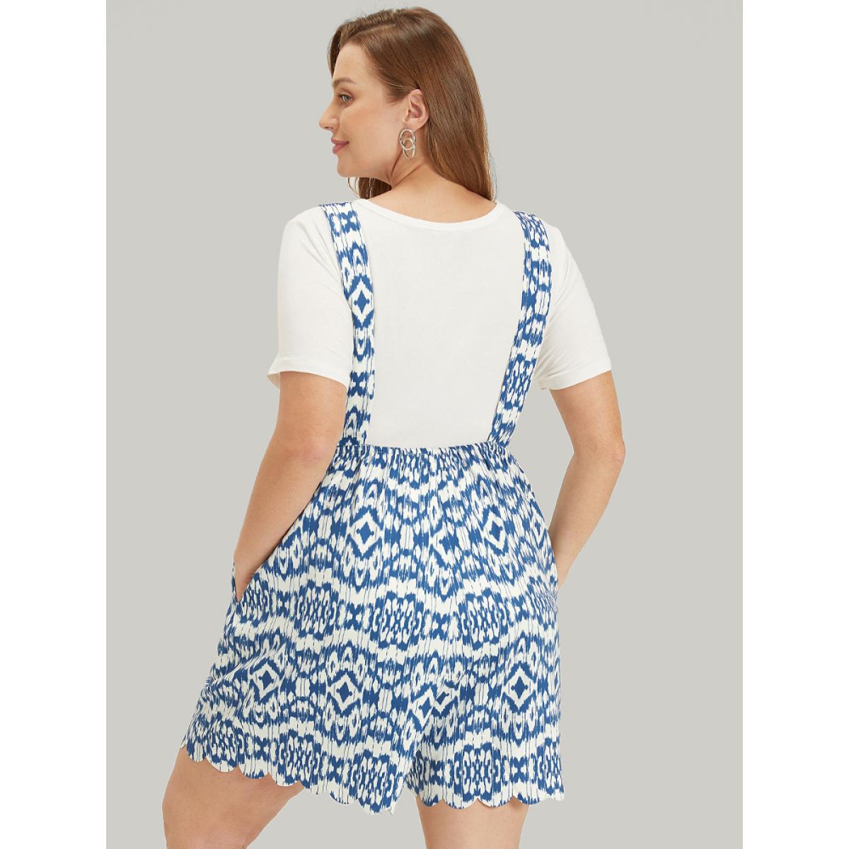 Plus Size Blue Bandana Print Pocket Overall Cami Jumpsuit Women Casual Sleeveless Spaghetti Strap Dailywear Loose Jumpsuits BloomChic 14-16/1X Product Image