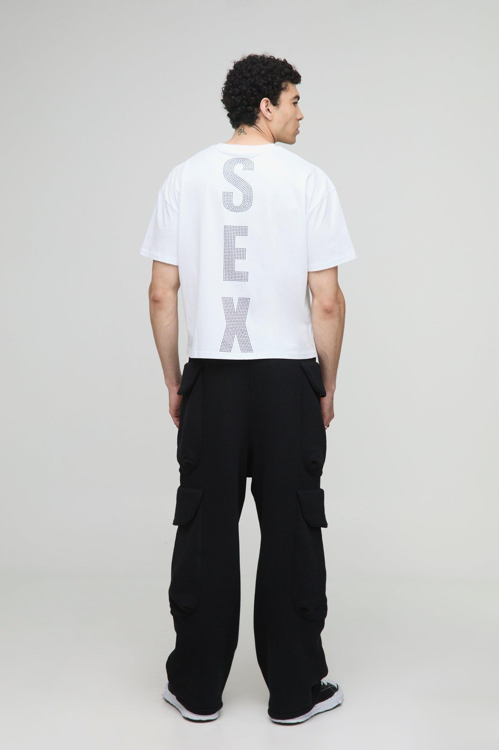 Oversized Boxy Rhinestone Slogan Pride T-Shirt | boohooMAN USA Product Image