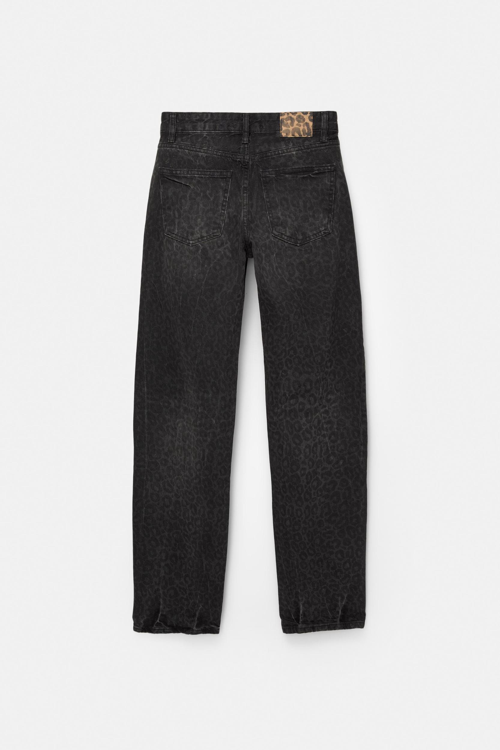 Straight-leg leopard print jeans Product Image