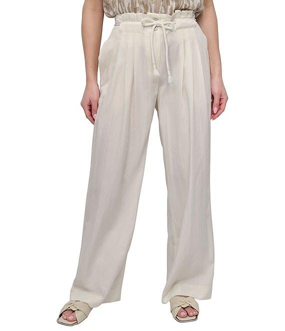 DKNY by Donna Karan Rope Tie Front Wide Leg Pants Product Image