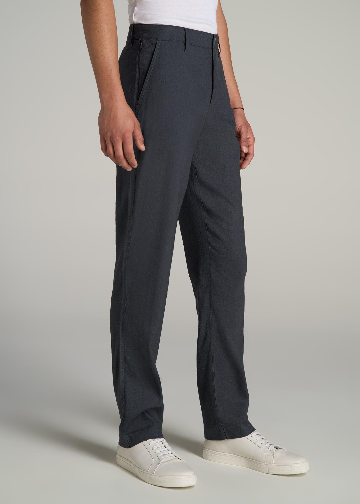 Garment Dyed Linen Casual Pants for Tall Men in Heron Grey Product Image