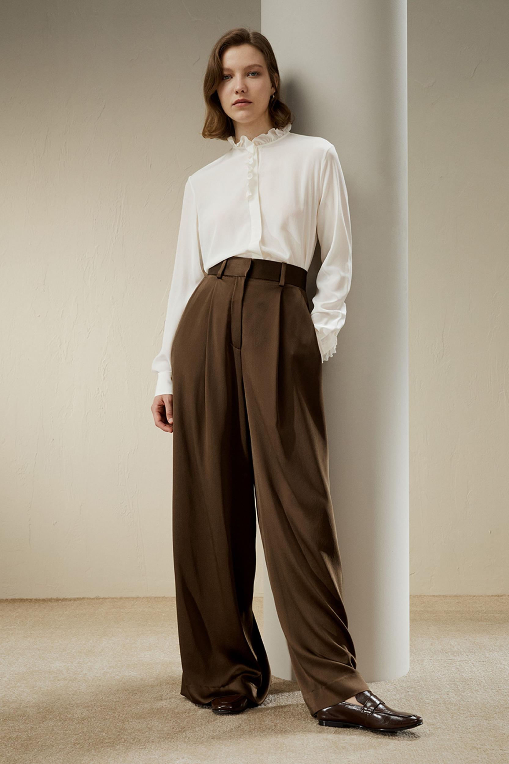 Crêpe de Chine Blouse with Ruffle Edge Product Image