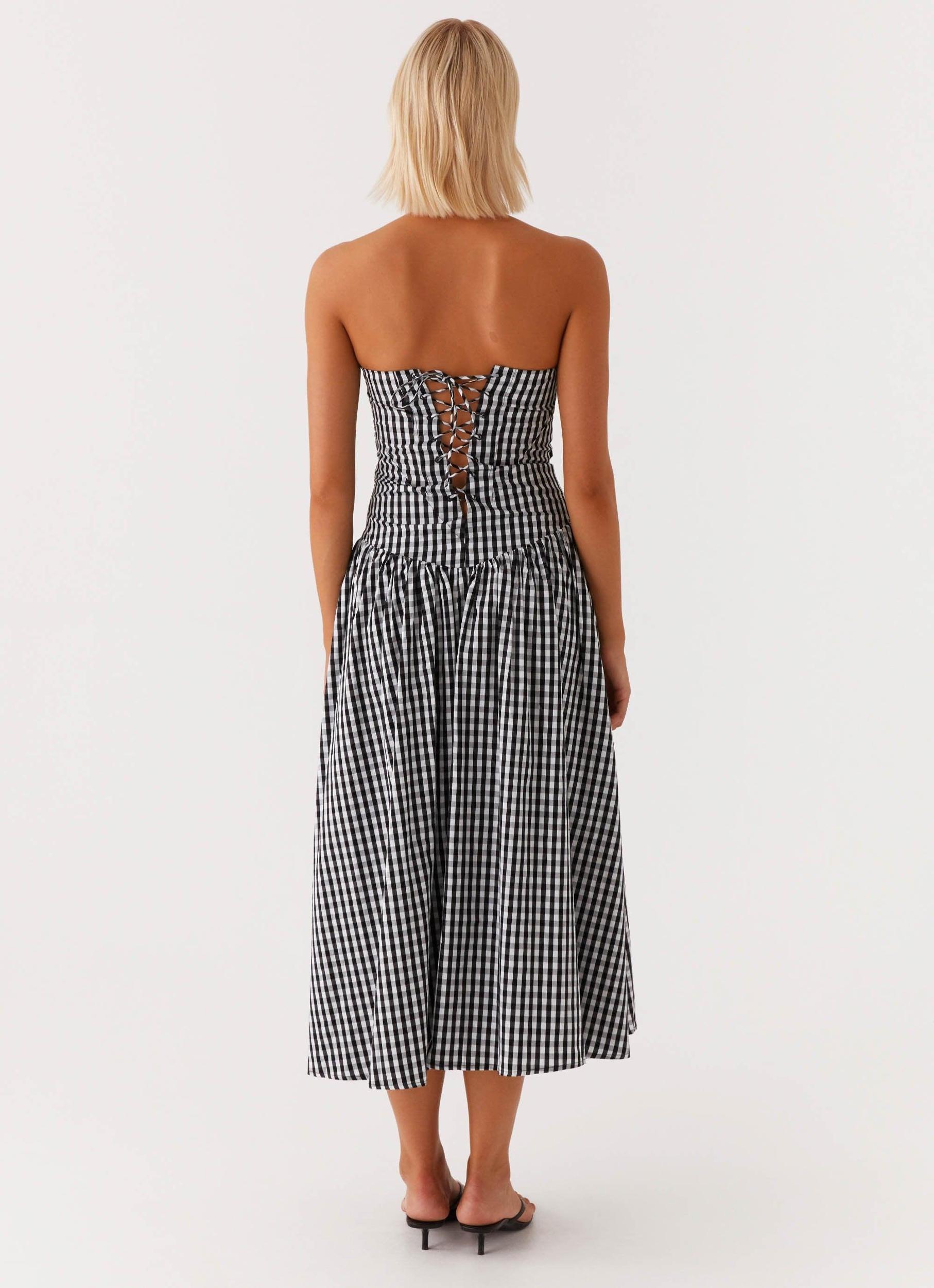Larnie Midi Dress - Black Gingam Product Image