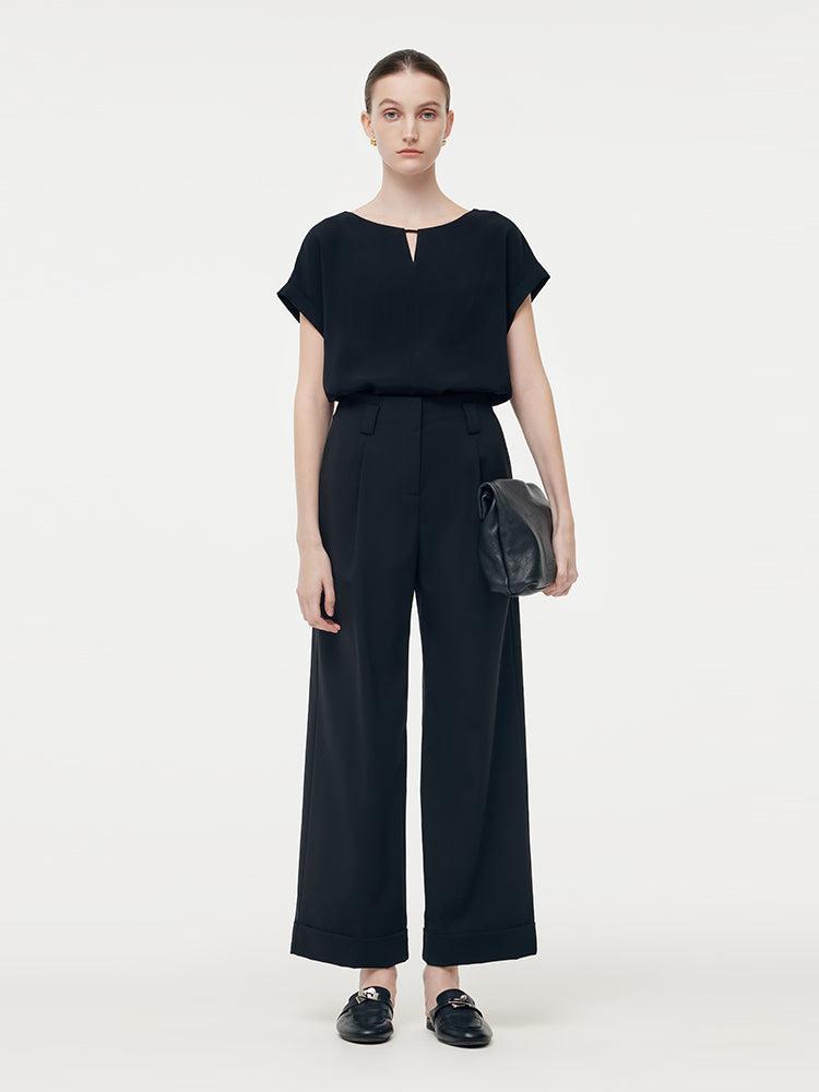 Machine Washable Wool Blend Women Straight Ankle Length Pants Product Image