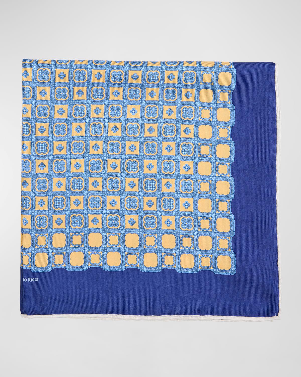 Men's Silk Quatrefoil-Print Handkerchief Product Image