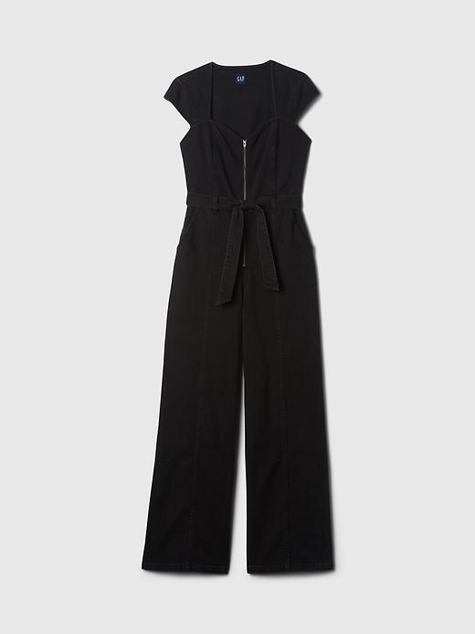 Belted Denim Jumpsuit Product Image