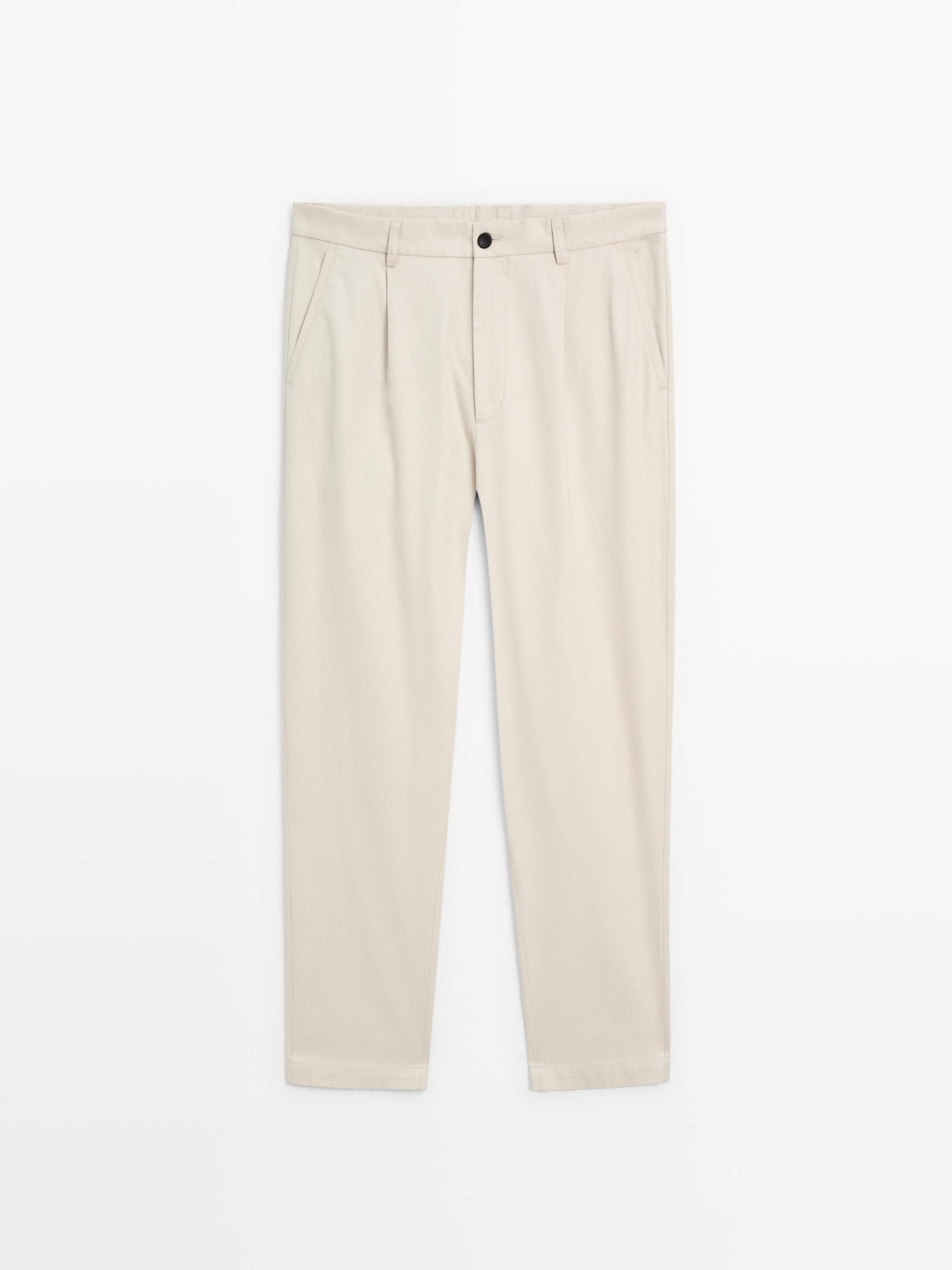 100% cotton relaxed fit trousers Product Image