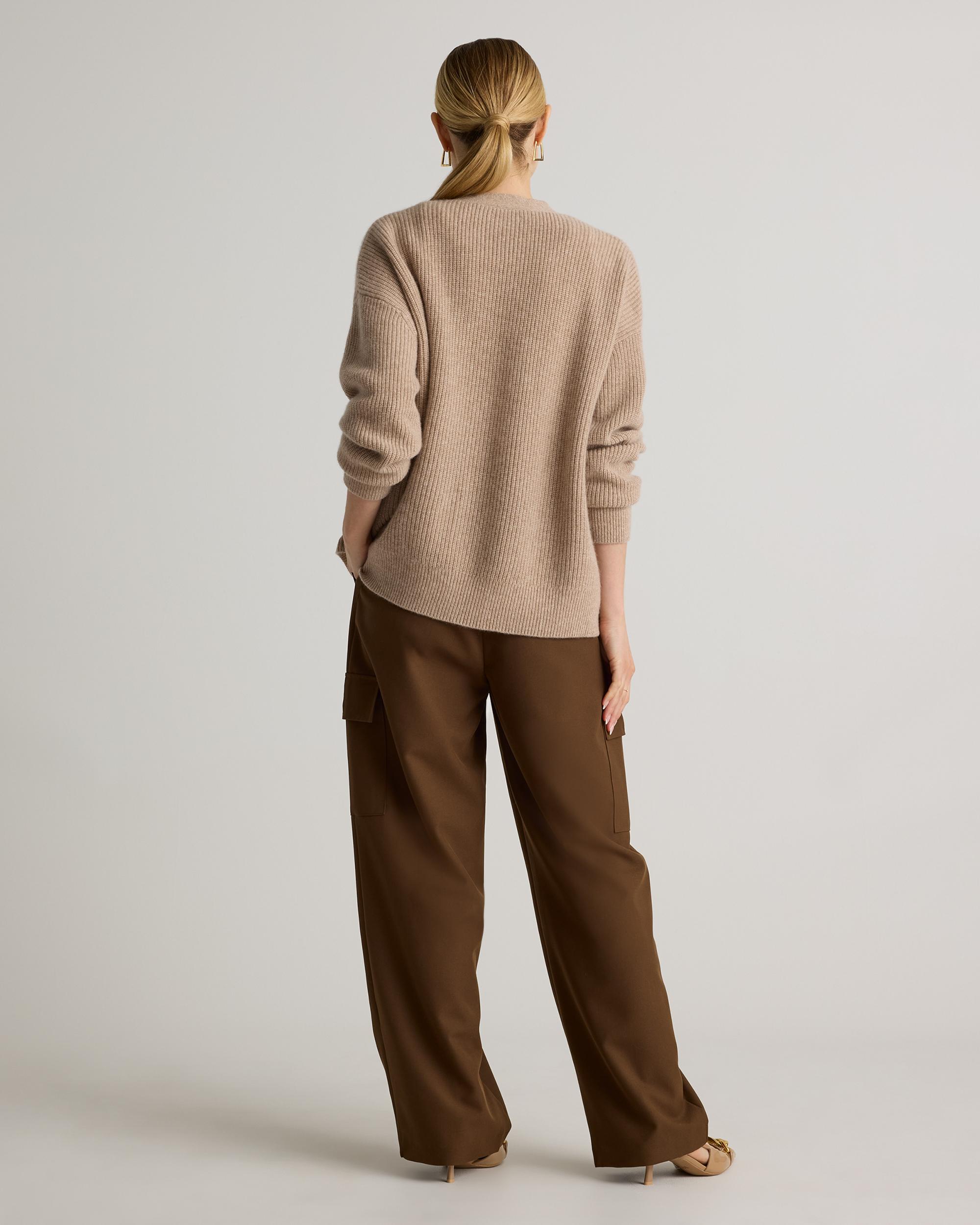 Quince | Women's Mongolian Cashmere Fisherman Boxy Cropped Cardigan Sweater Size XS Product Image