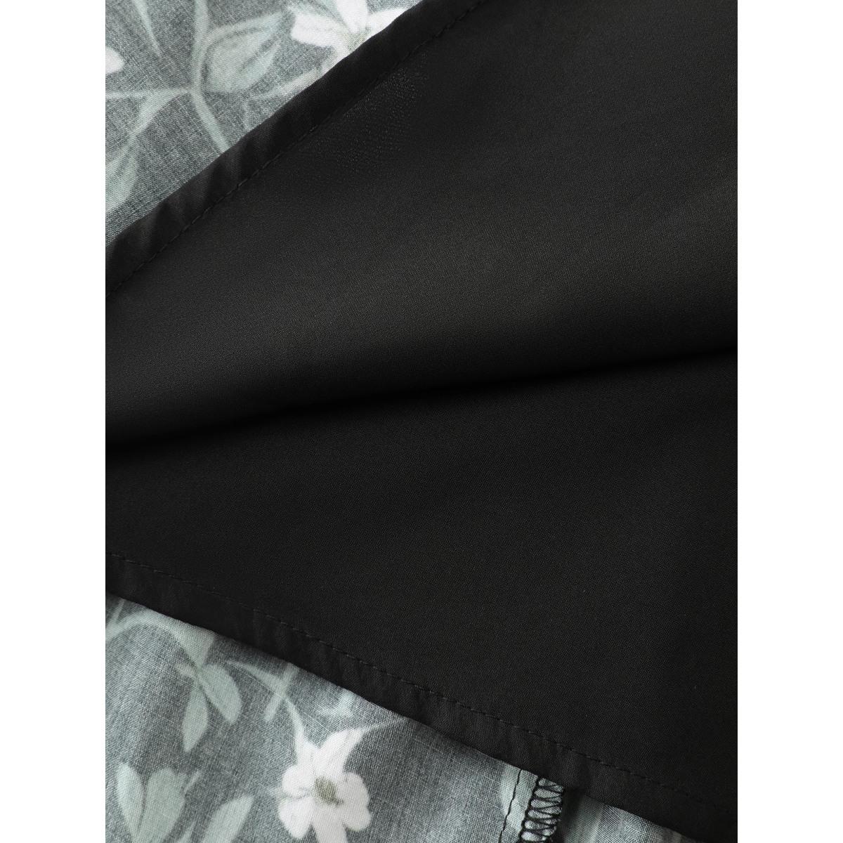 Plus Size Floral Print Stretchy Waistband Maxi Skirt Women Black Romantic No stretch Side seam pocket Elegant Skirts BloomChic 12/L Product Image