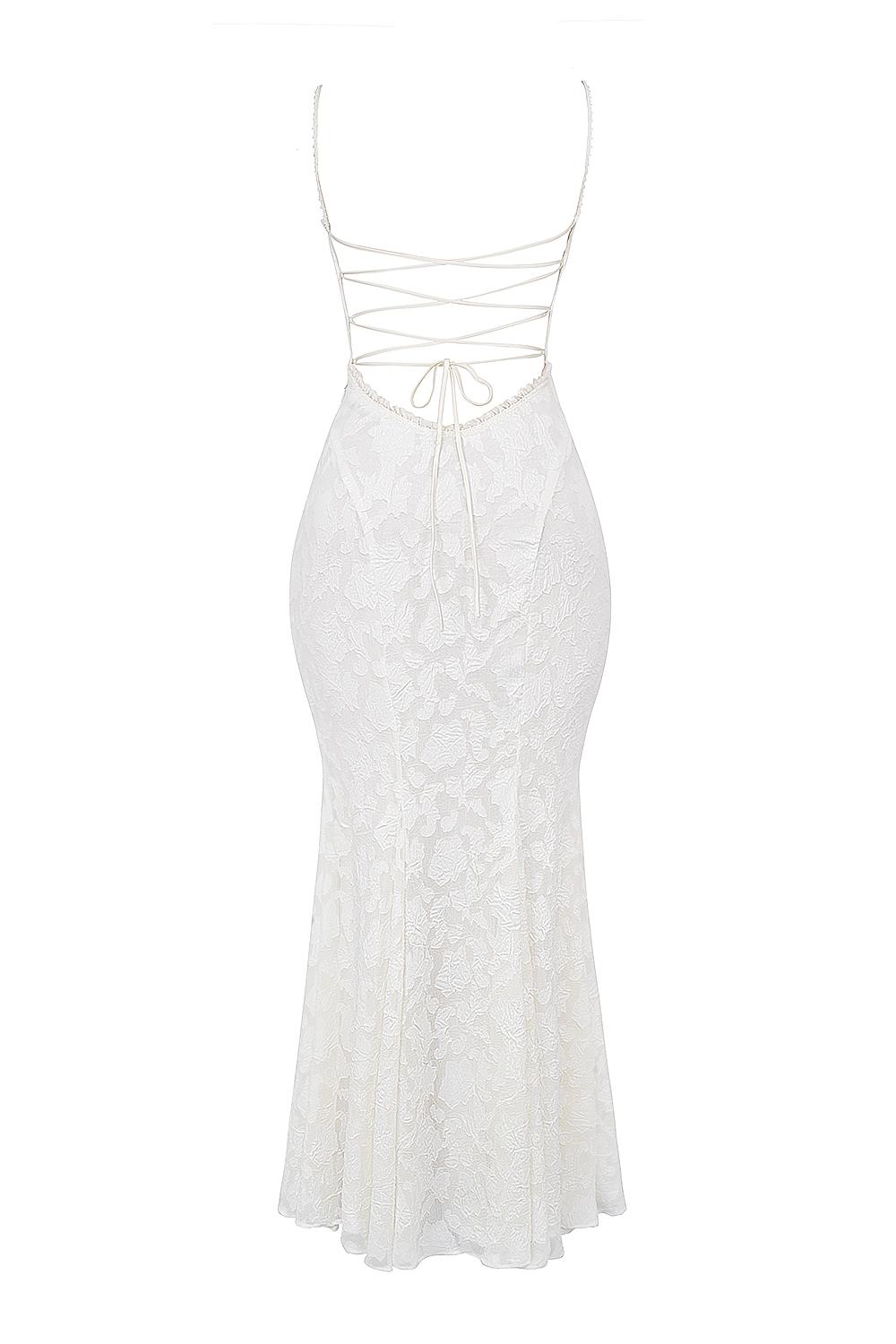 Joan  ivory lace up back maxi dress Product Image