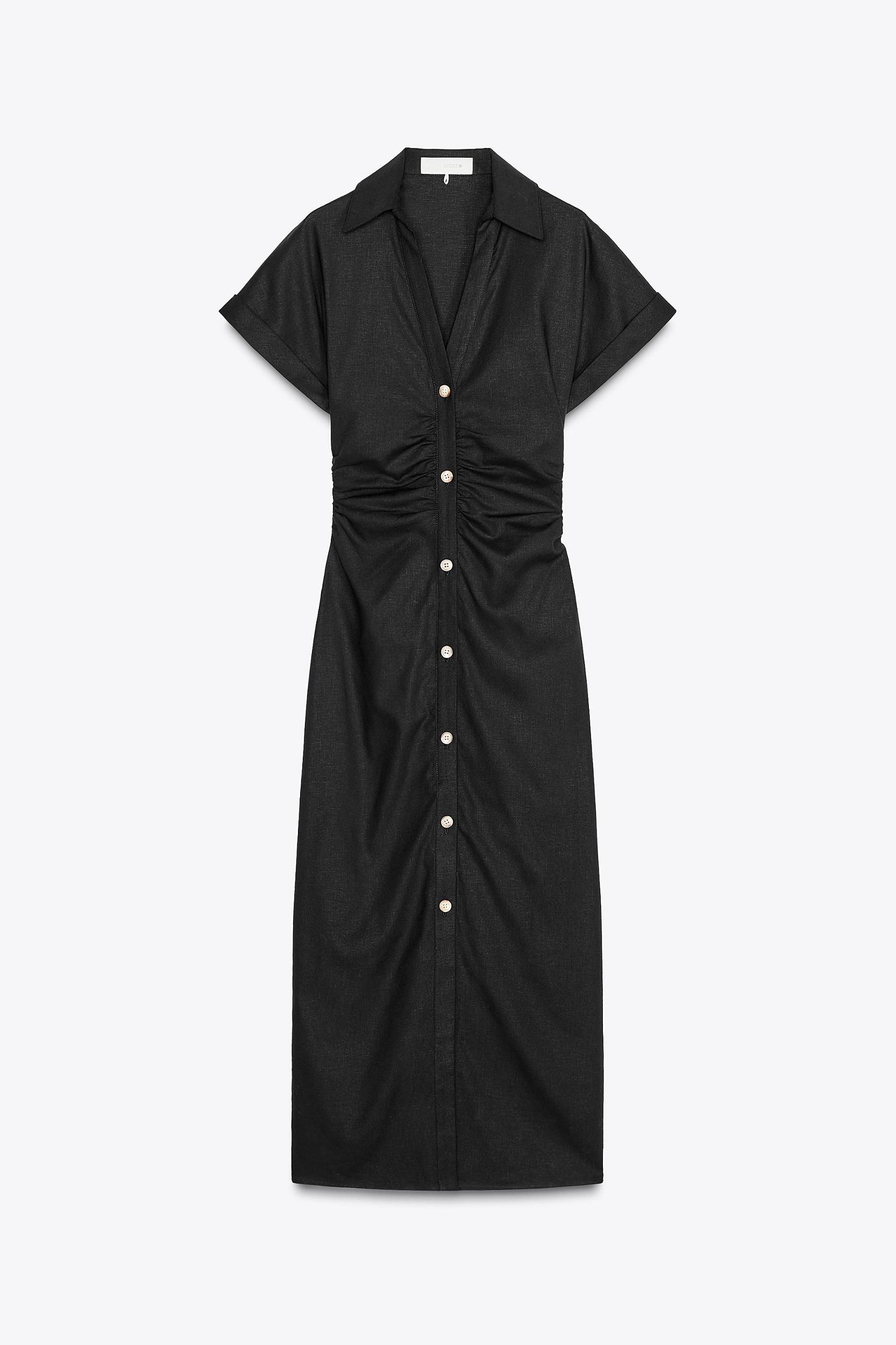 LINEN BLEND MIDI DRESS Product Image