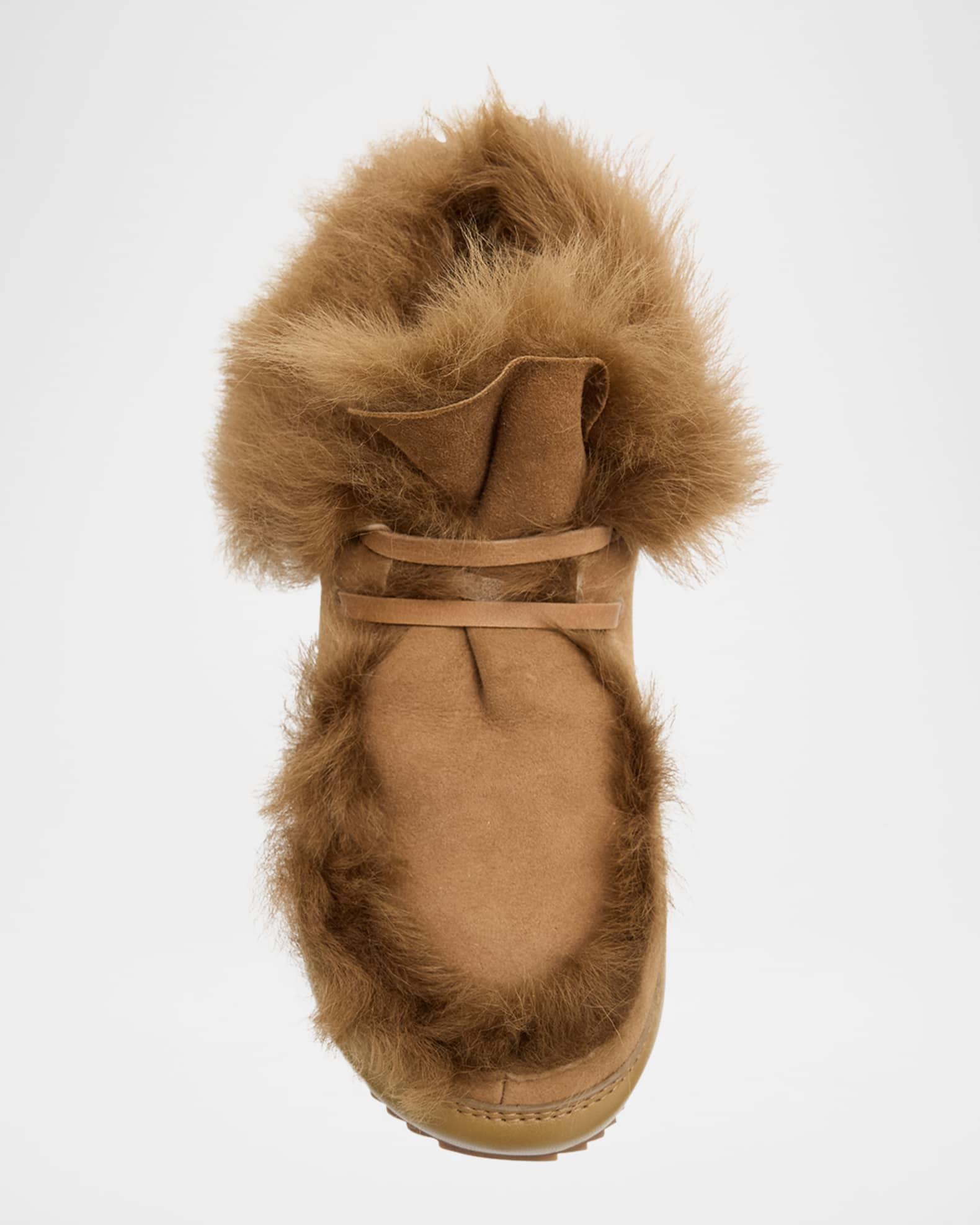 Jadine Fur-Lined Mixed Leather Moccasins Product Image