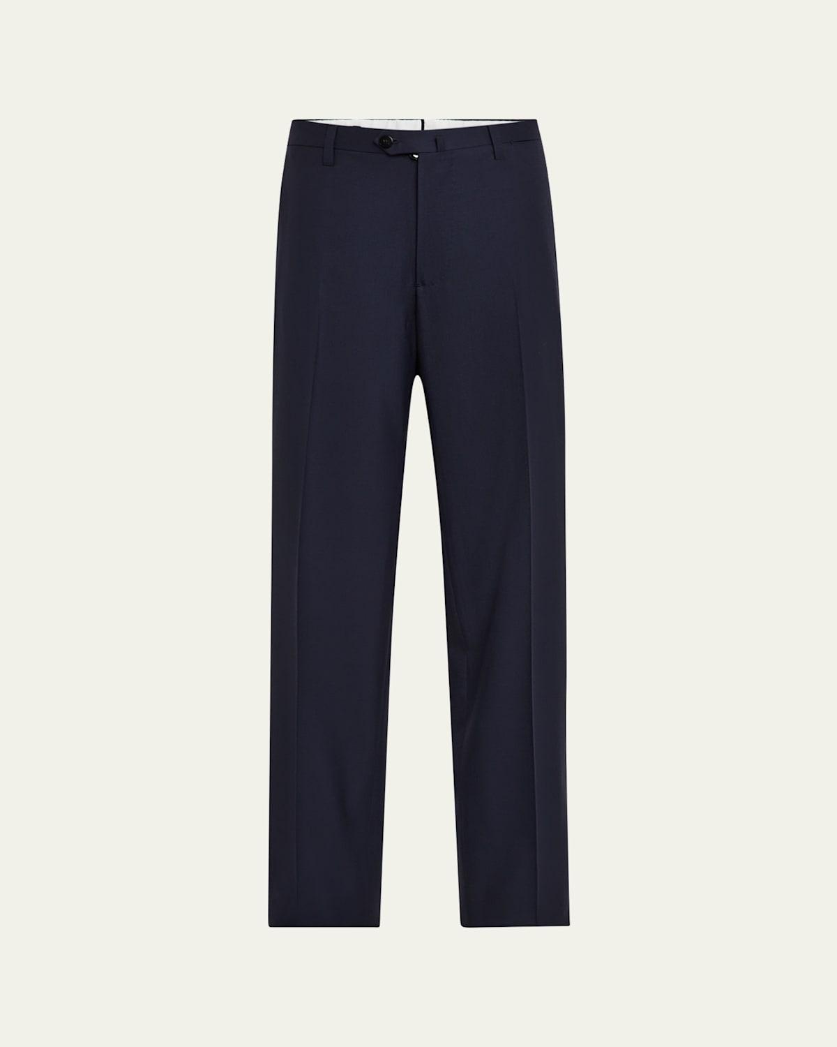 Mens Super 150s Wool Flat-Front Trousers Product Image