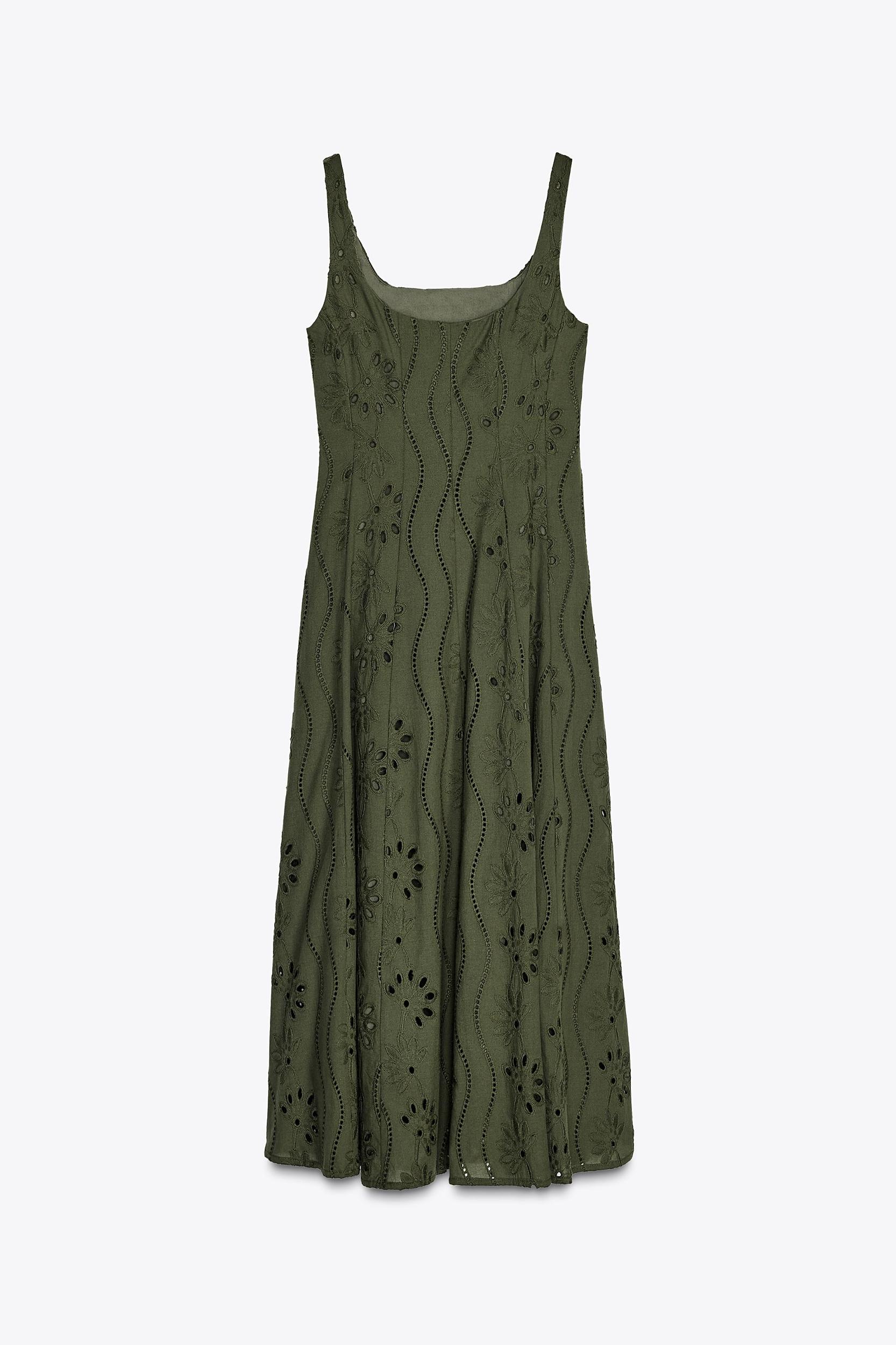 EMBROIDERED EYELET MIDI DRESS Product Image