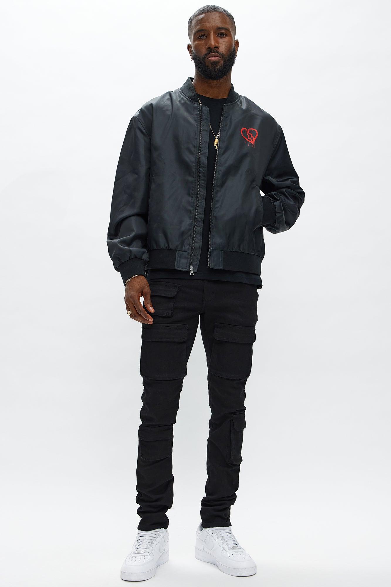 Cropped Urban Bomber Jacket - Black Male Product Image