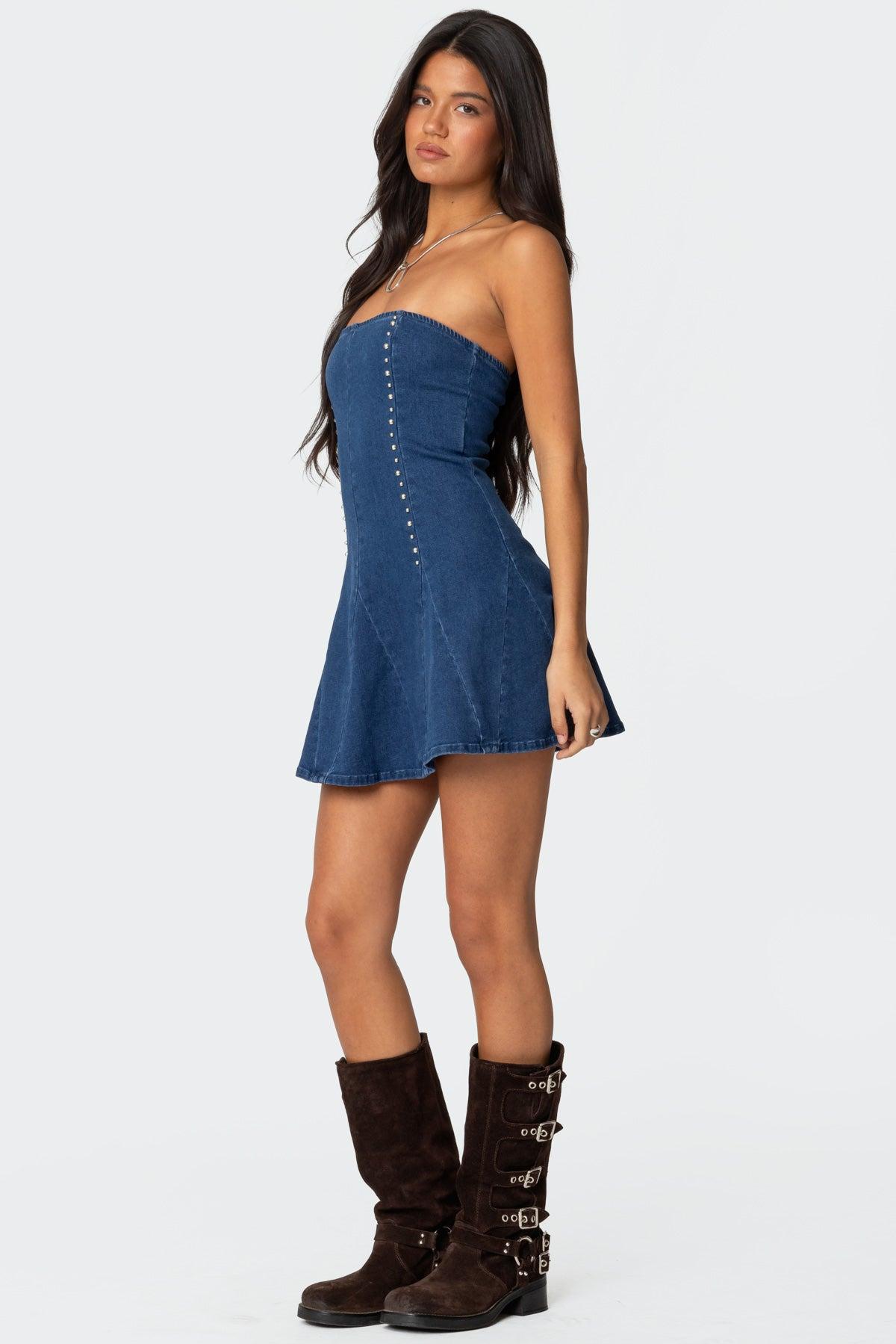 Fara Strapless Denim Mini Dress Product Image
