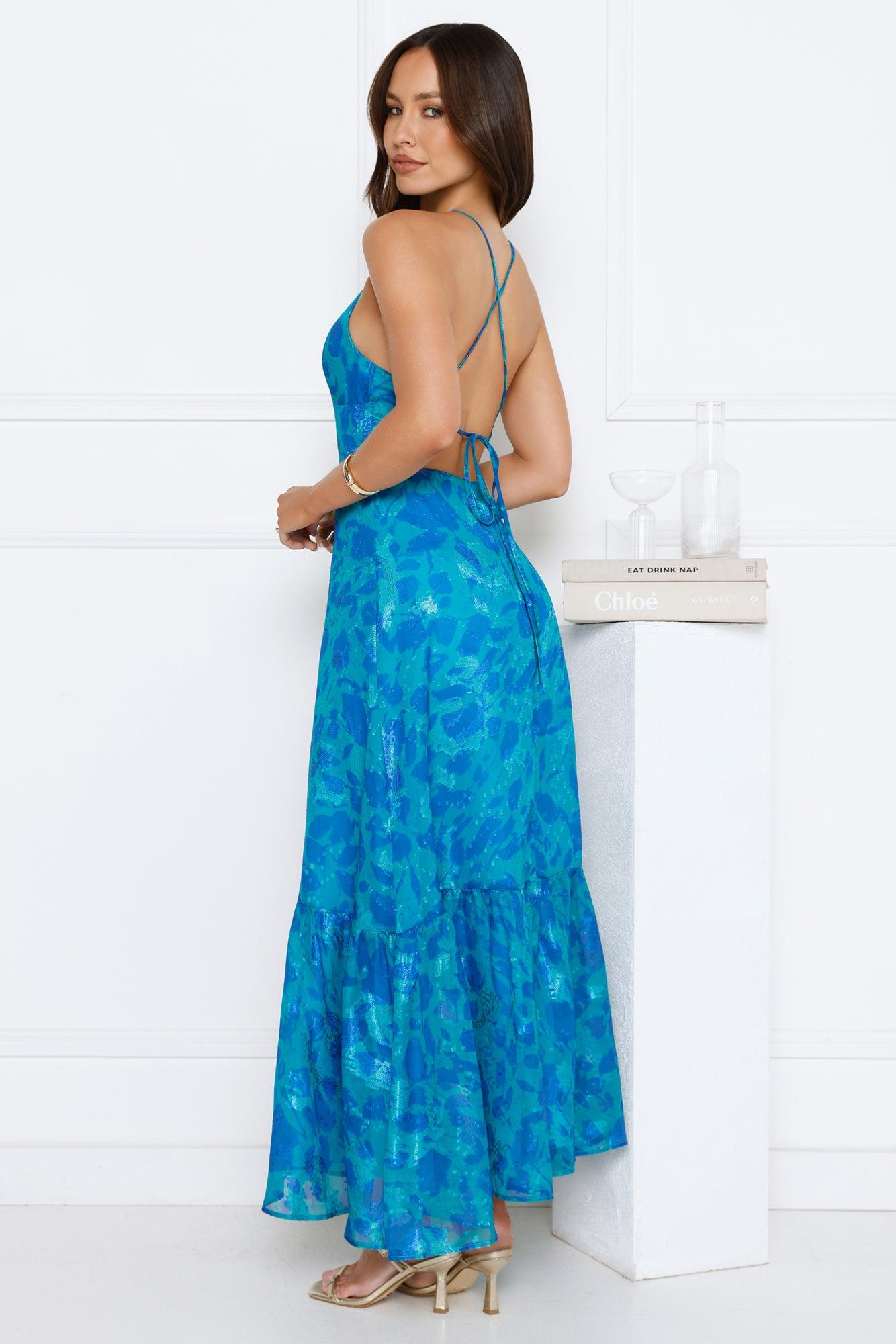 Dance Under Stars Maxi Dress Blue Product Image