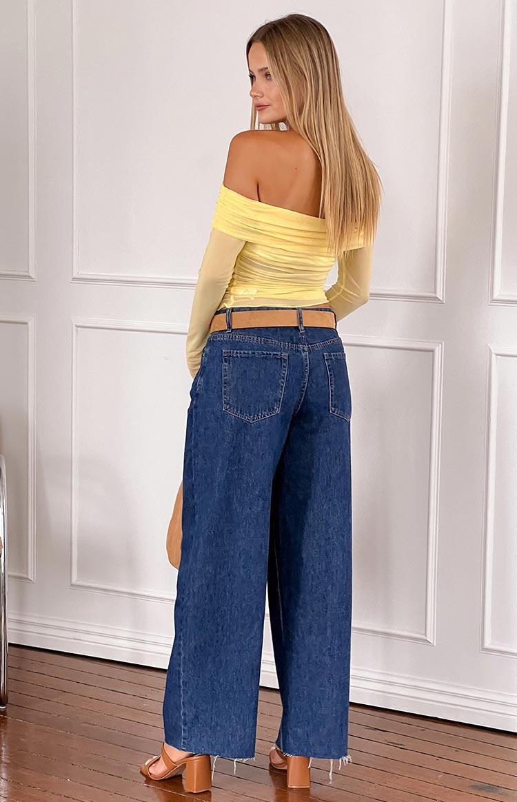 Sky Yellow Mesh Off Shoulder Top Girls Product Image