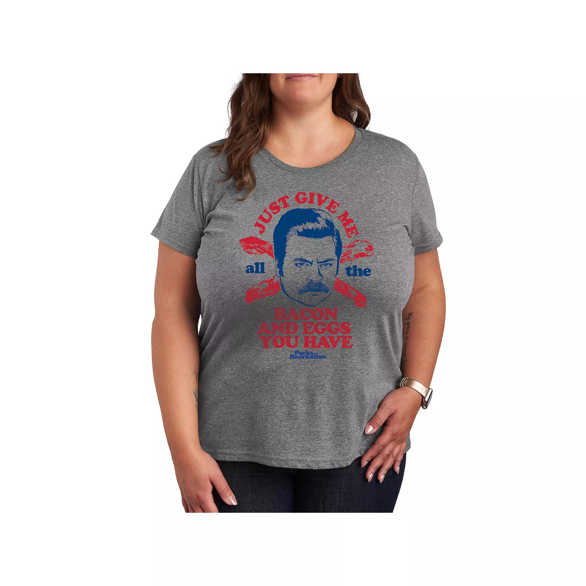 Plus Parks and Recreation Ron Bacon Eggs Graphic Tee, Women's,  Product Image