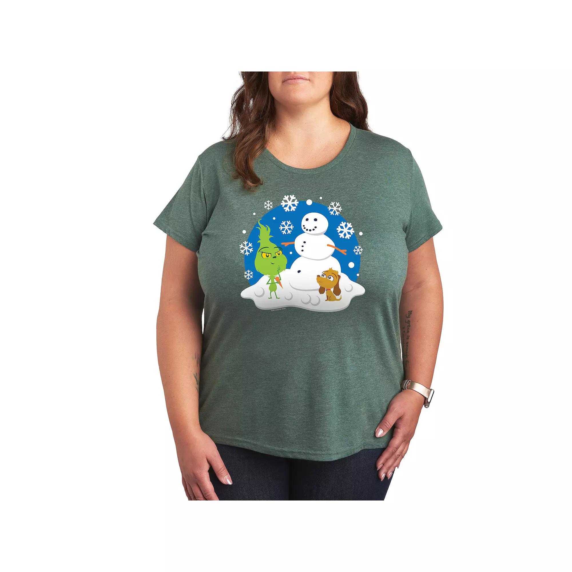Plus Dr. Seuss The Grinch Building Snowman Graphic Tee, Women's,  Product Image