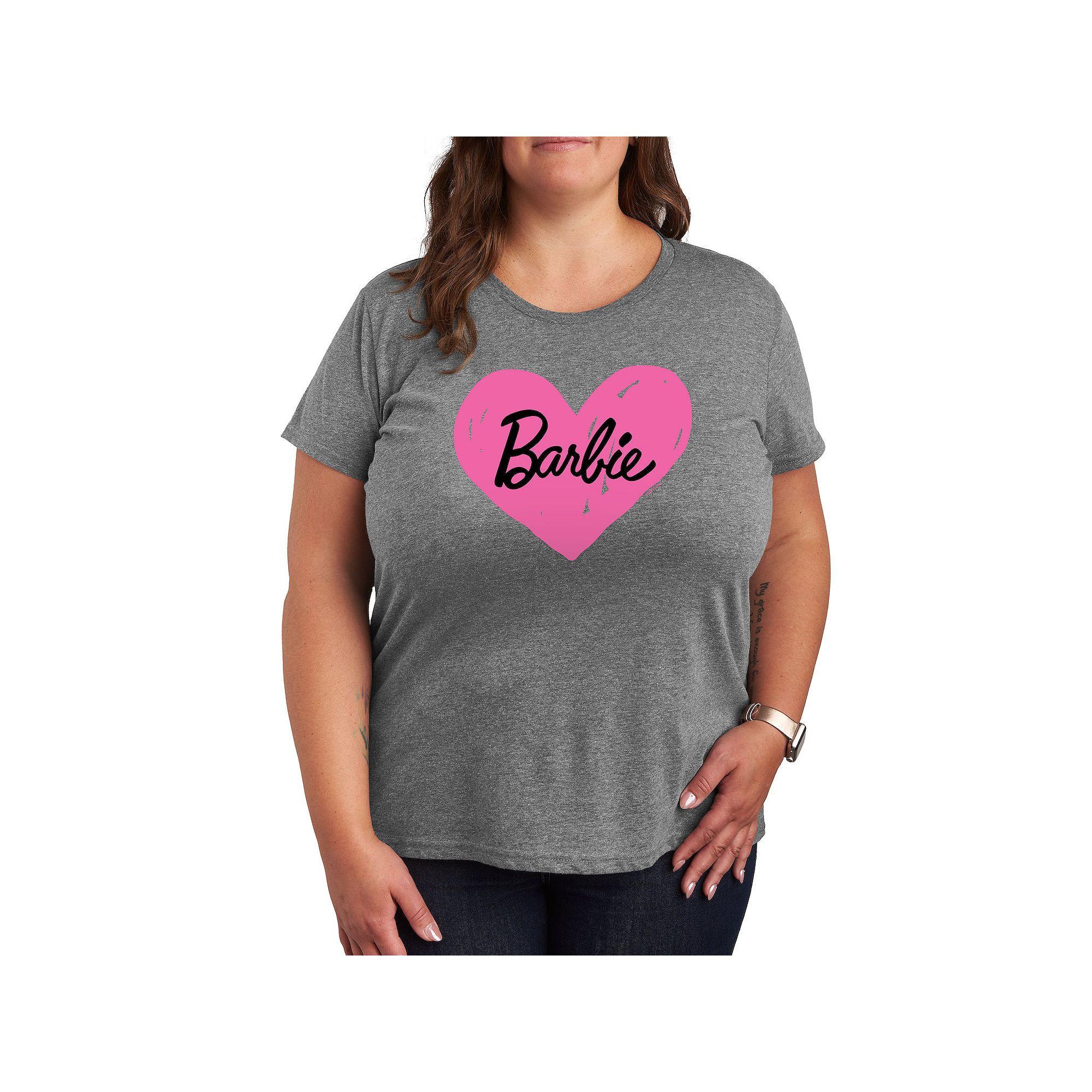 Plus Barbie® Hand Painted Heart Logo Graphic Tee, Women's,  Product Image