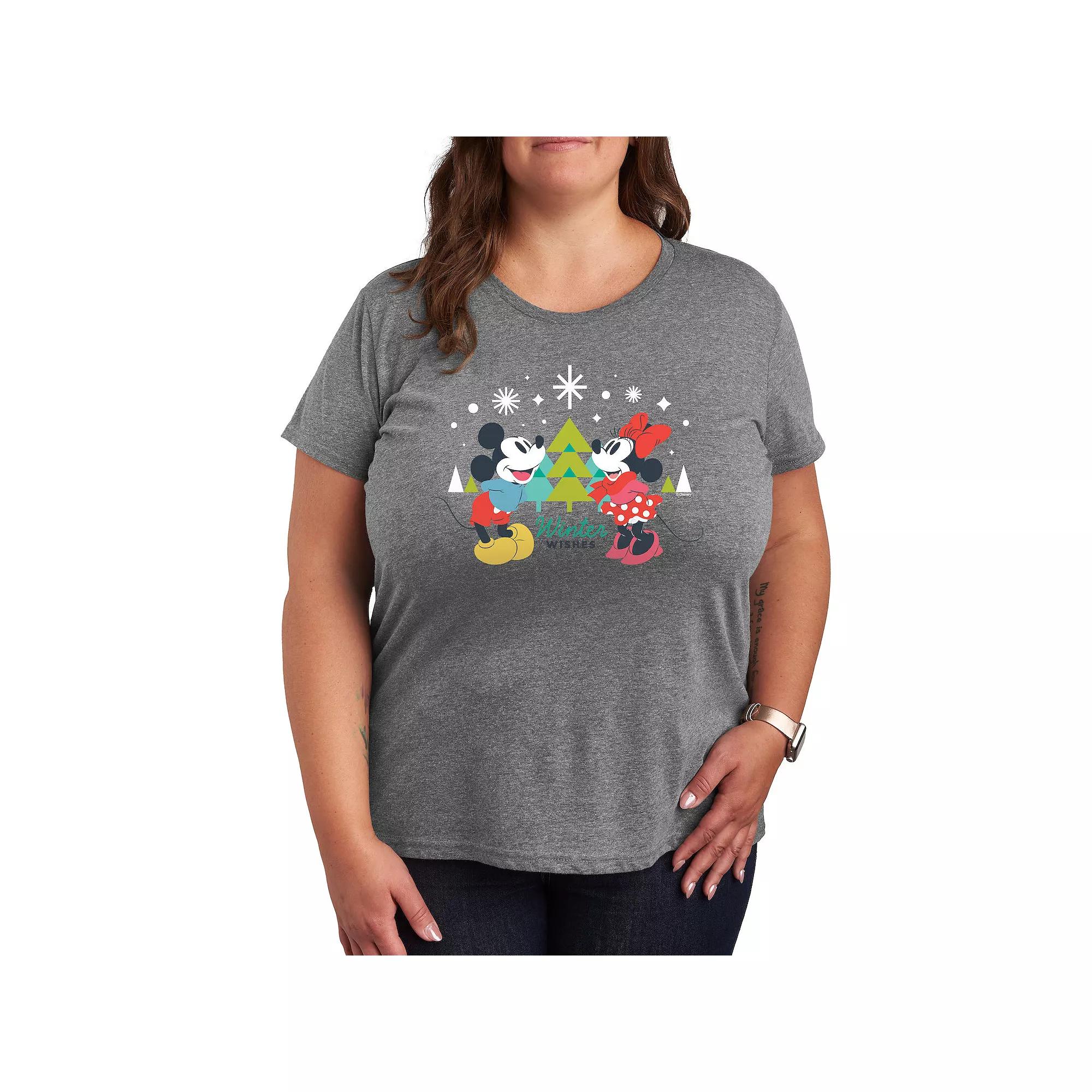 Disney's Mickey & Minnie Mouse Plus Winter Wishes Graphic Tee, Women's,  Product Image