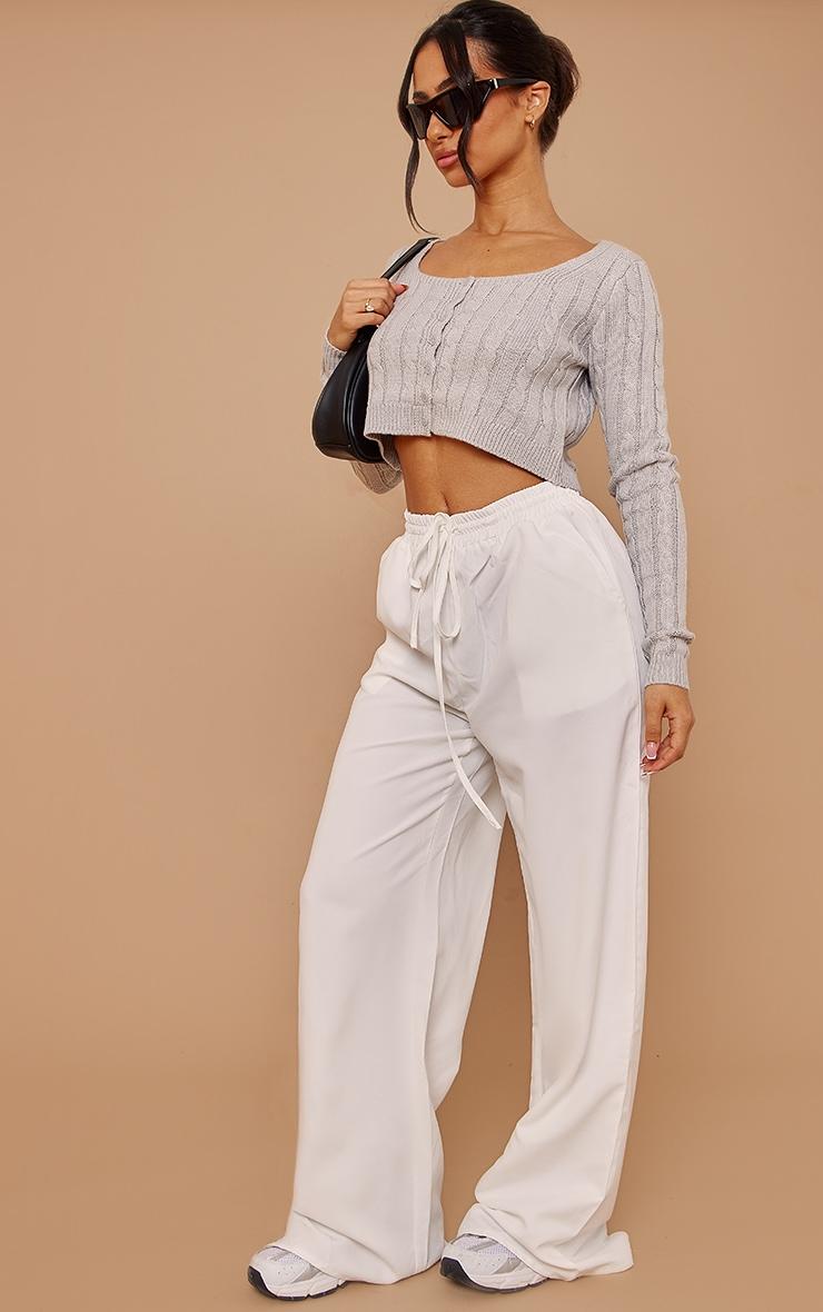 Petite Grey Button Up Cropped Cardigan Product Image