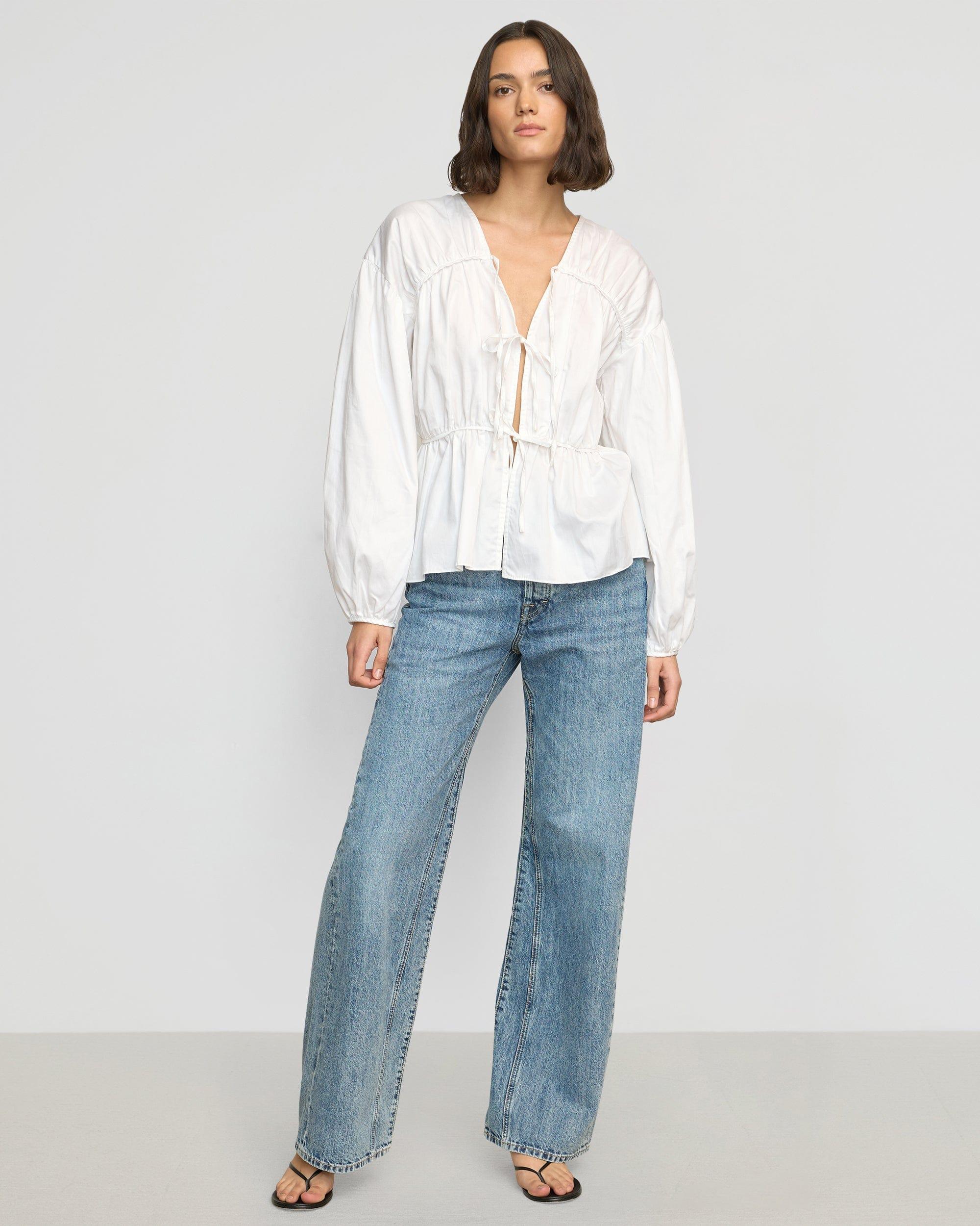 Hira Tie-Front Organic Cotton Blouse Product Image