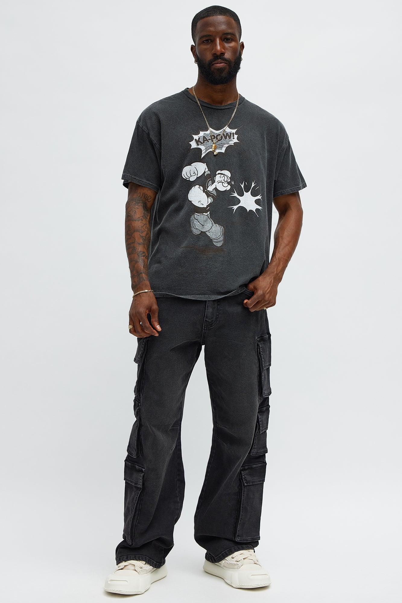 Popeye The Knock-Out Man Short Sleeve Tee - Black Wash Male Product Image