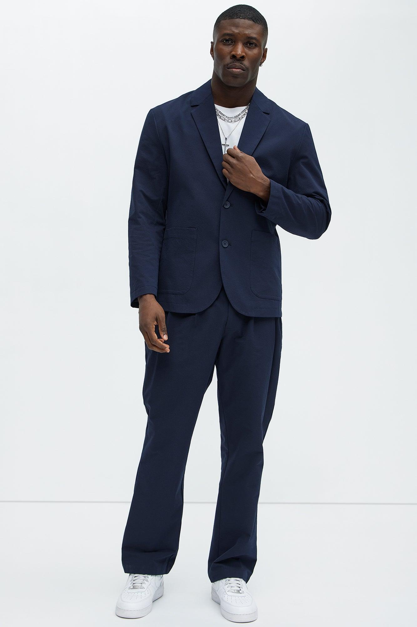 Seersucker Casual Blazer - Navy Product Image