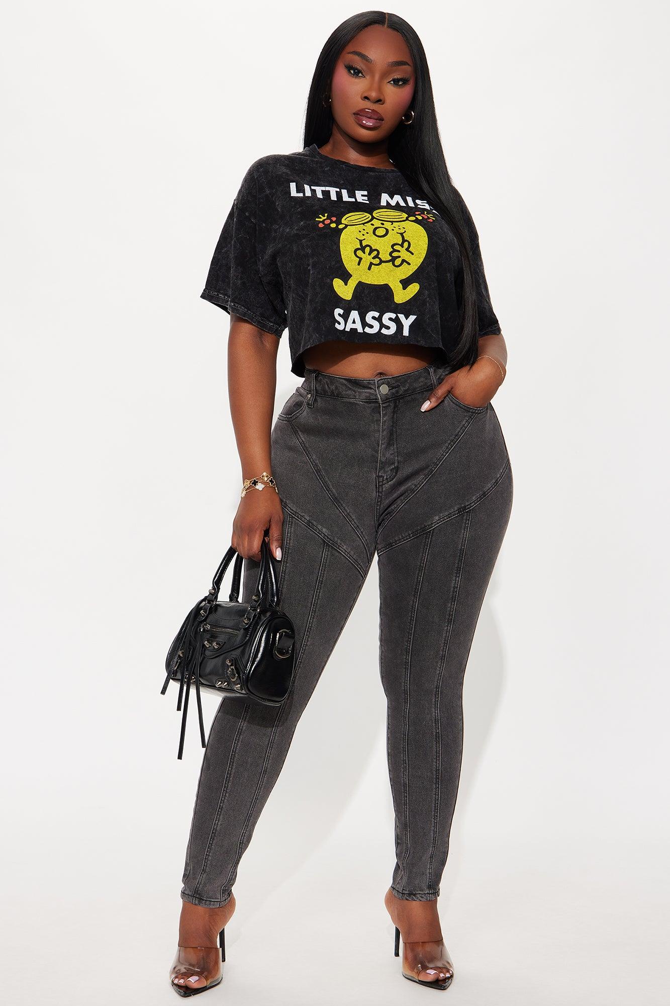 Little Miss Sassy Washed Cropped Tee - Black Female Product Image