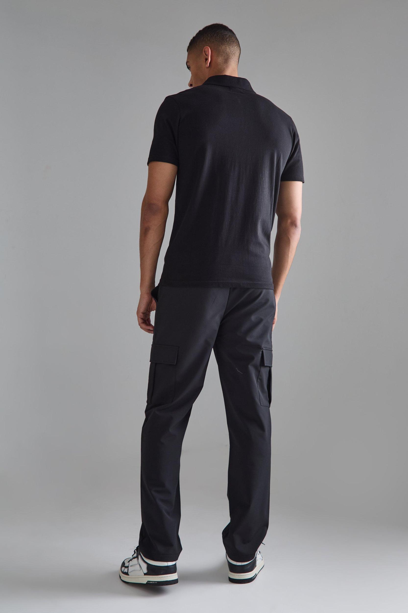 Elasticated Waist Straight Leg Cargo Smart Pants | boohooMAN USA Product Image