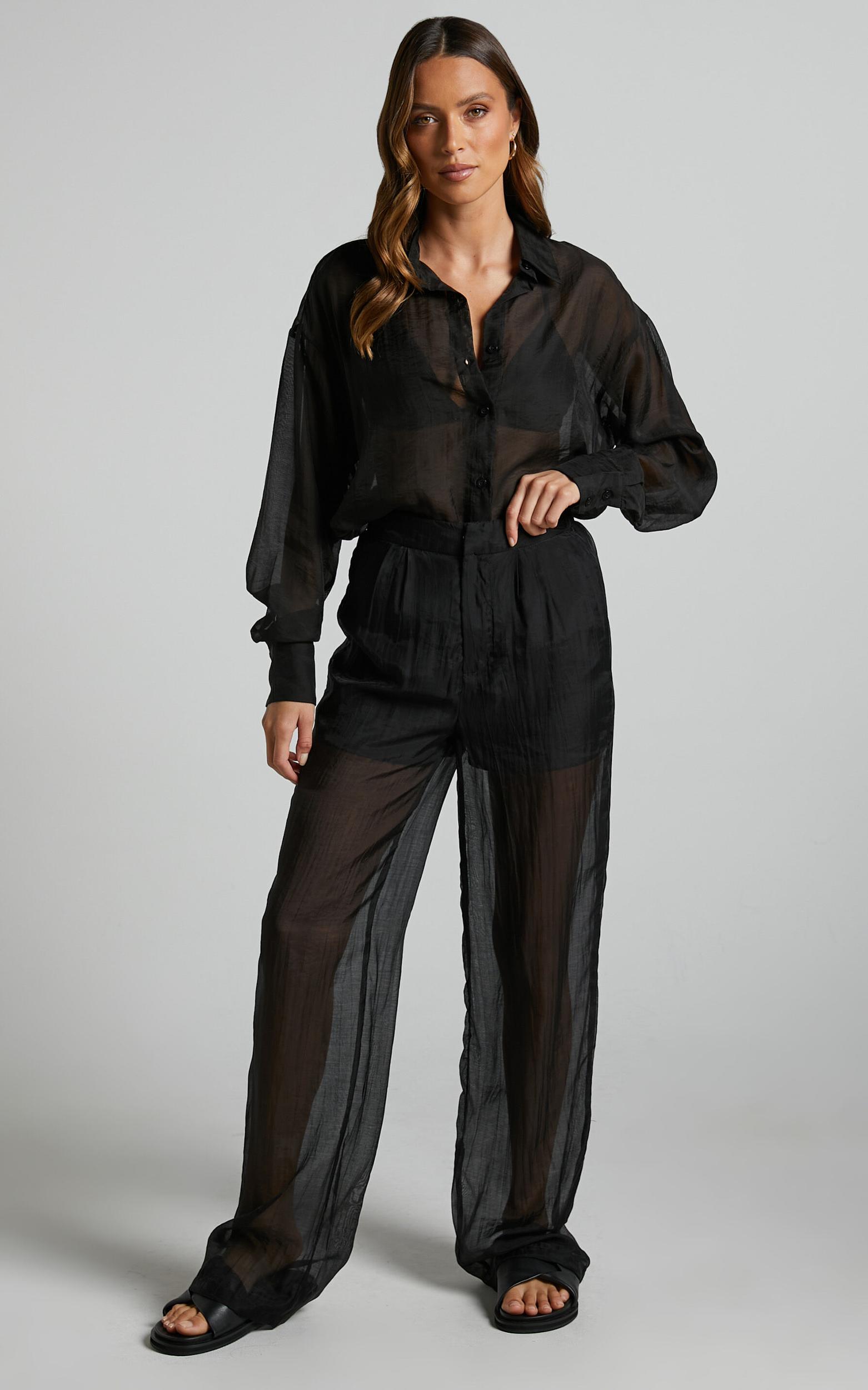 Garrick Pant - High Waisted Semi Sheet Pant in Black Product Image