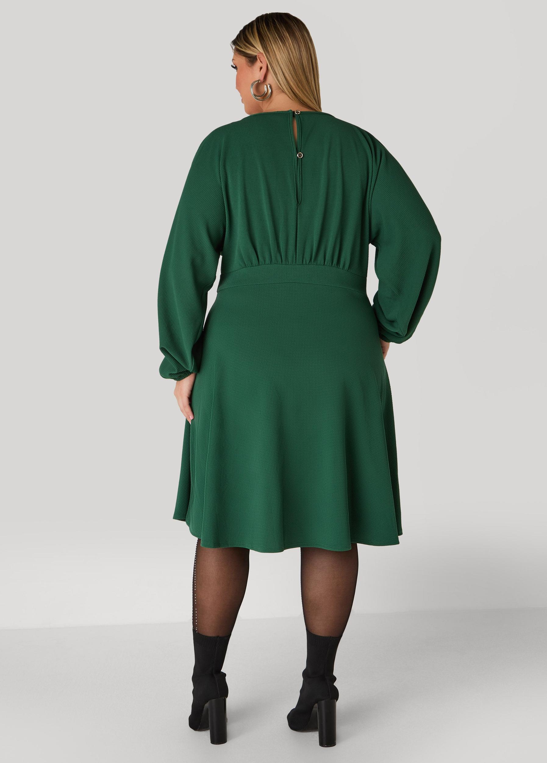 Split Sleeve Textured A Line Dress Product Image