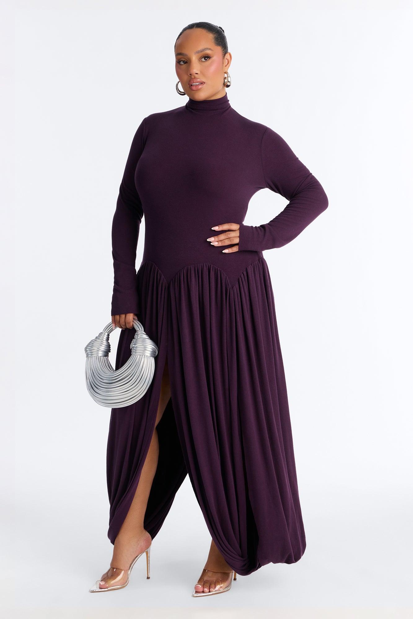 Alayna Long Sleeve Sweater Maxi Dress - Purple Female Product Image