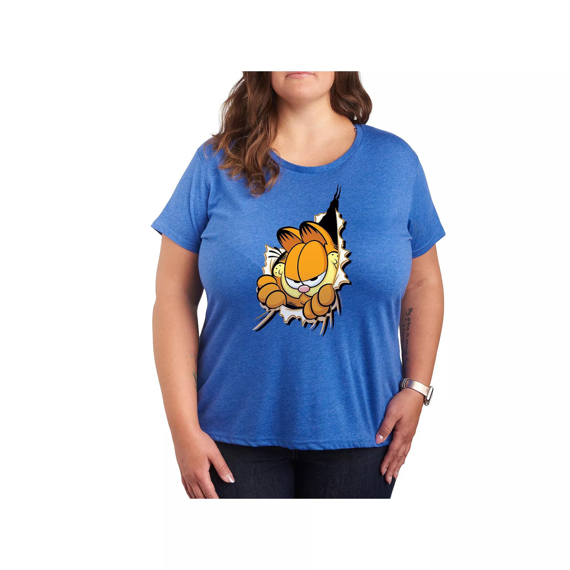 Plus Garfield Peeking Out Graphic Tee, Women's,  Product Image