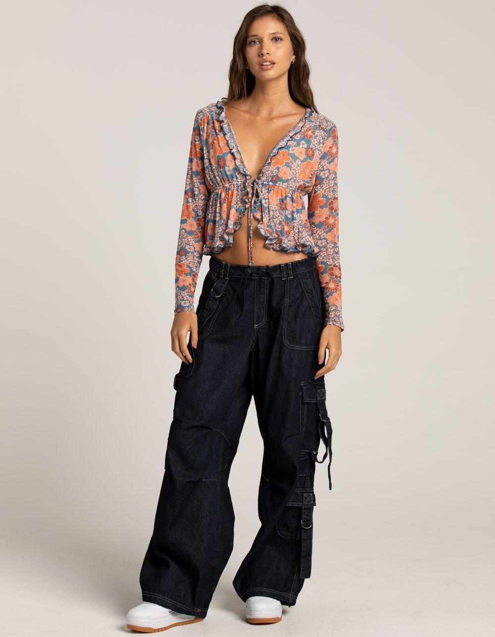 FULL TILT Mesh Flyaway Womens Top - BLUE COMBO Product Image