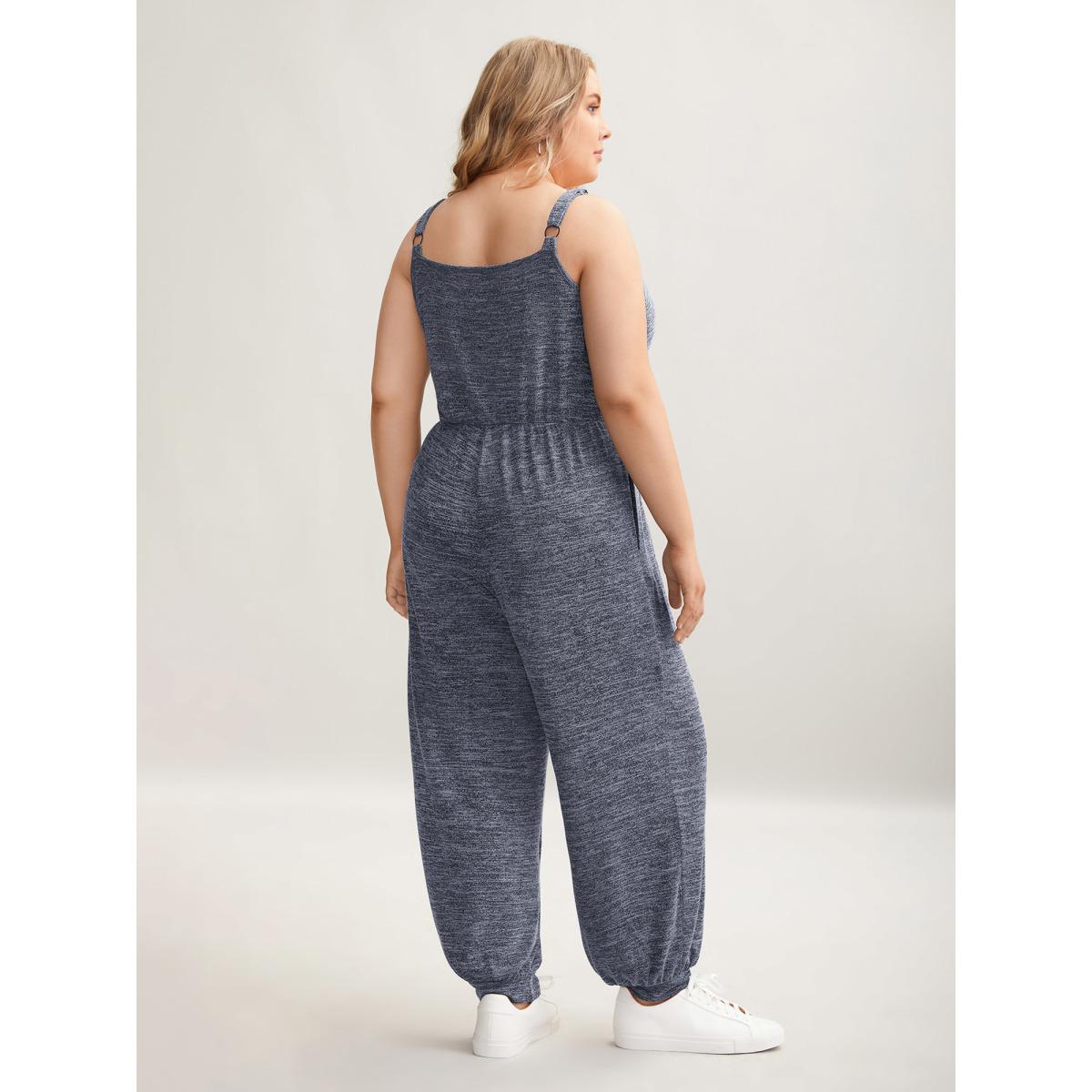 Plus Size DarkBlue Supersoft Essentials Waist-Defining Jumpsuit Women Casual Sleeveless Non Everyday-Casual Loose Jumpsuits BloomChic 14-16/1X Product Image